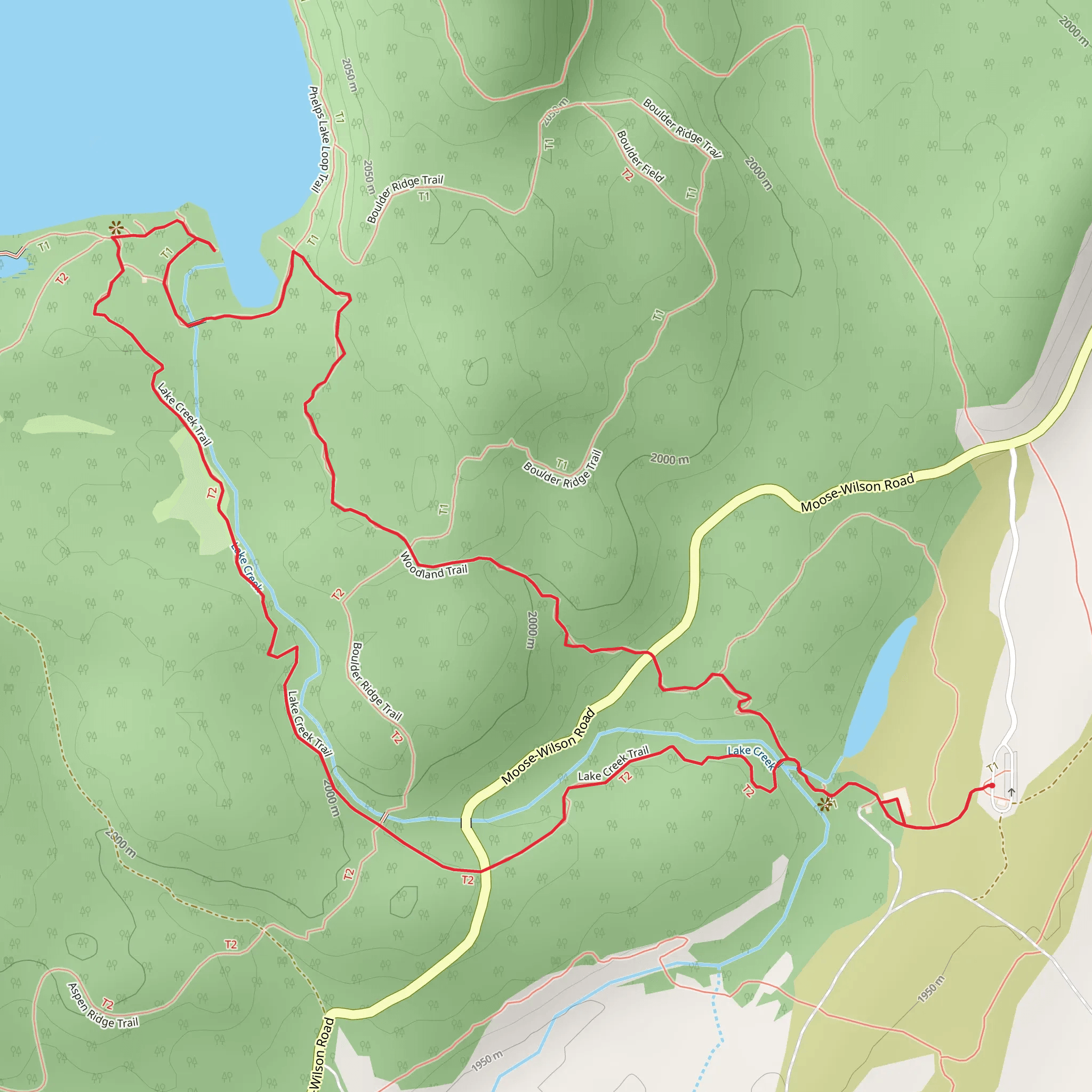 Lake Creek trail and Woodland Trail mobile static map