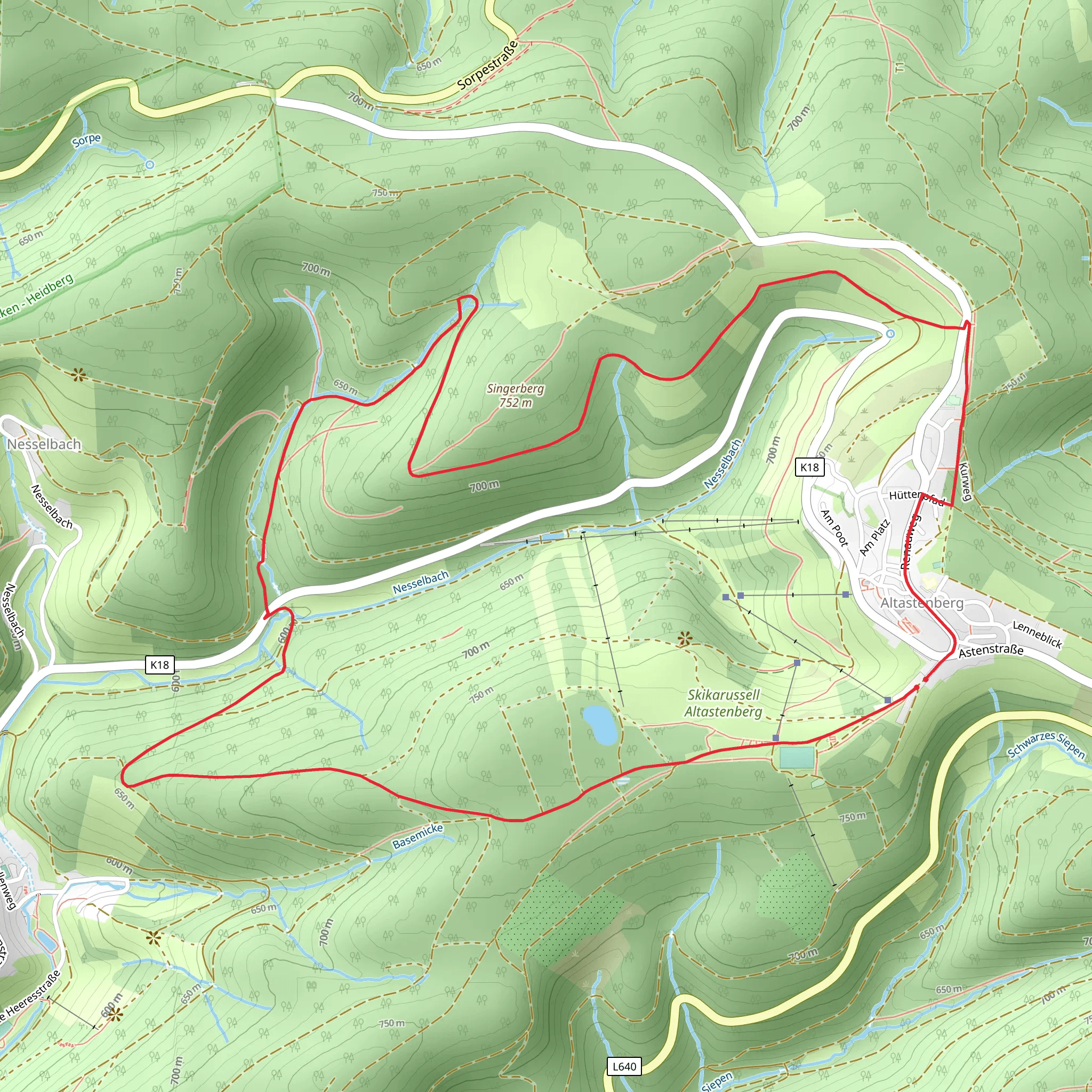 Hanseweg and Rundweg Altastenberg - Kapellenweg mobile static map