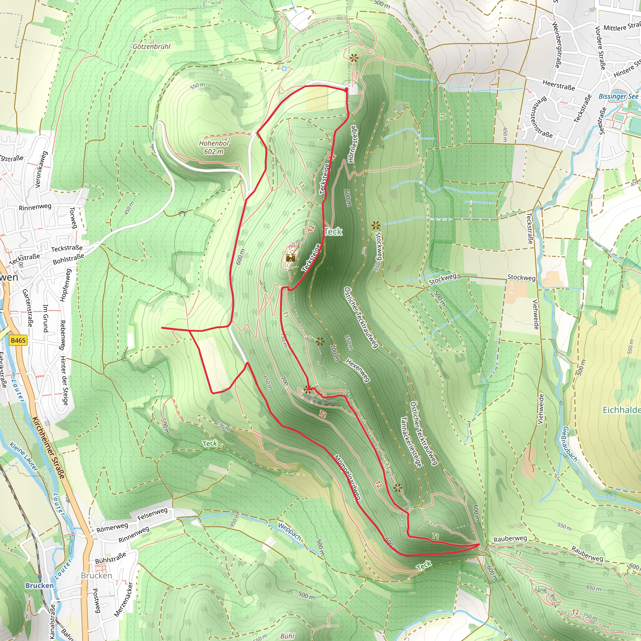 Gelber Fels and Boelle Teck via Tecksteige mobile static map