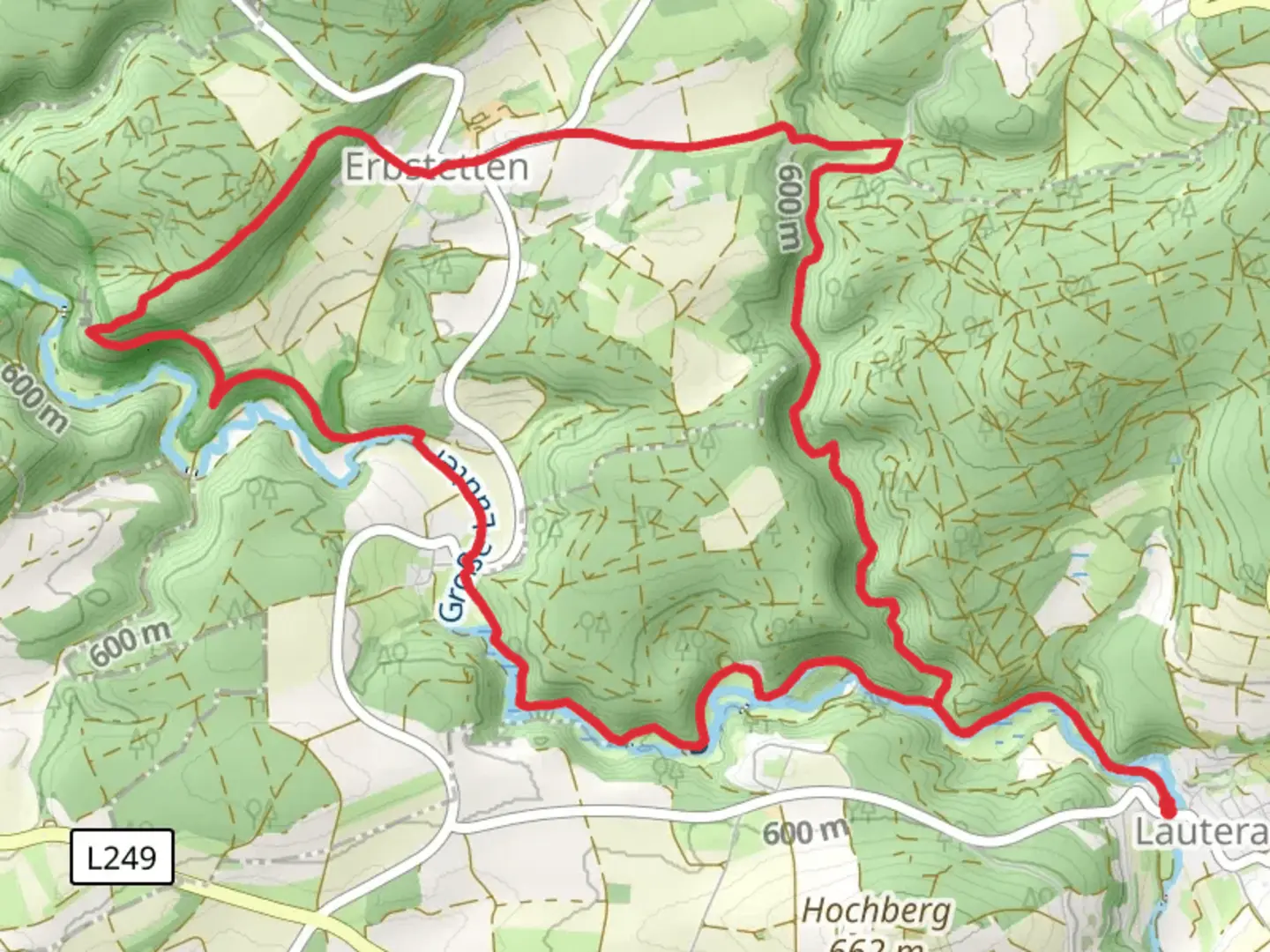 An image depicting the trail Burgfelsenpfad and Schwaebische Alb Oberschwaben Weg and its surrounding area.