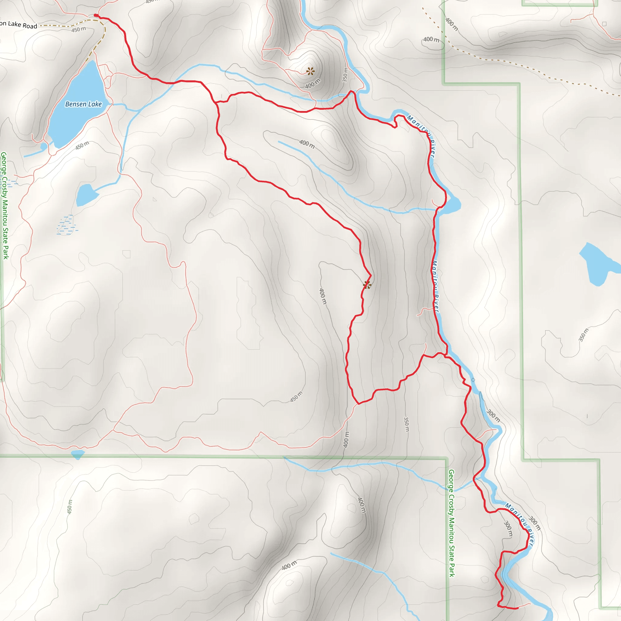 Yellow Birch, Cedar Branch and Manitou River Loop Trail mobile static map