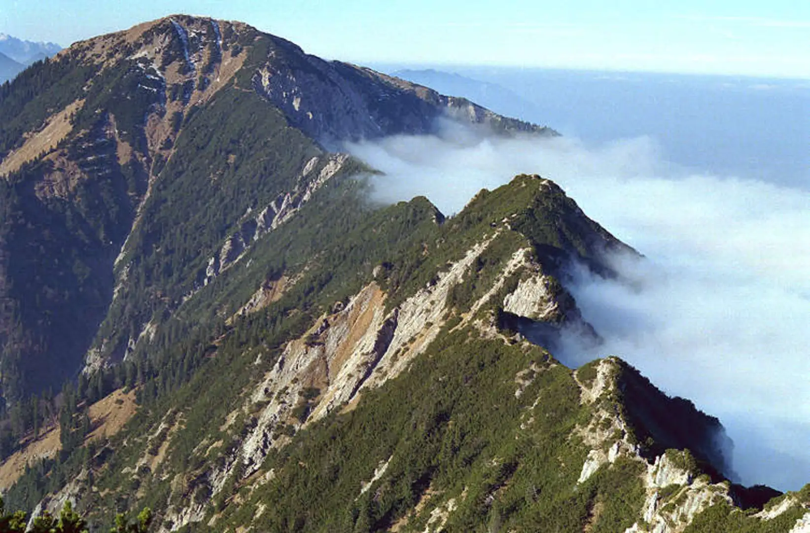 An image depicting the trail Herzogstand Peak via Wanderweg 444 - Walchensee and its surrounding area.