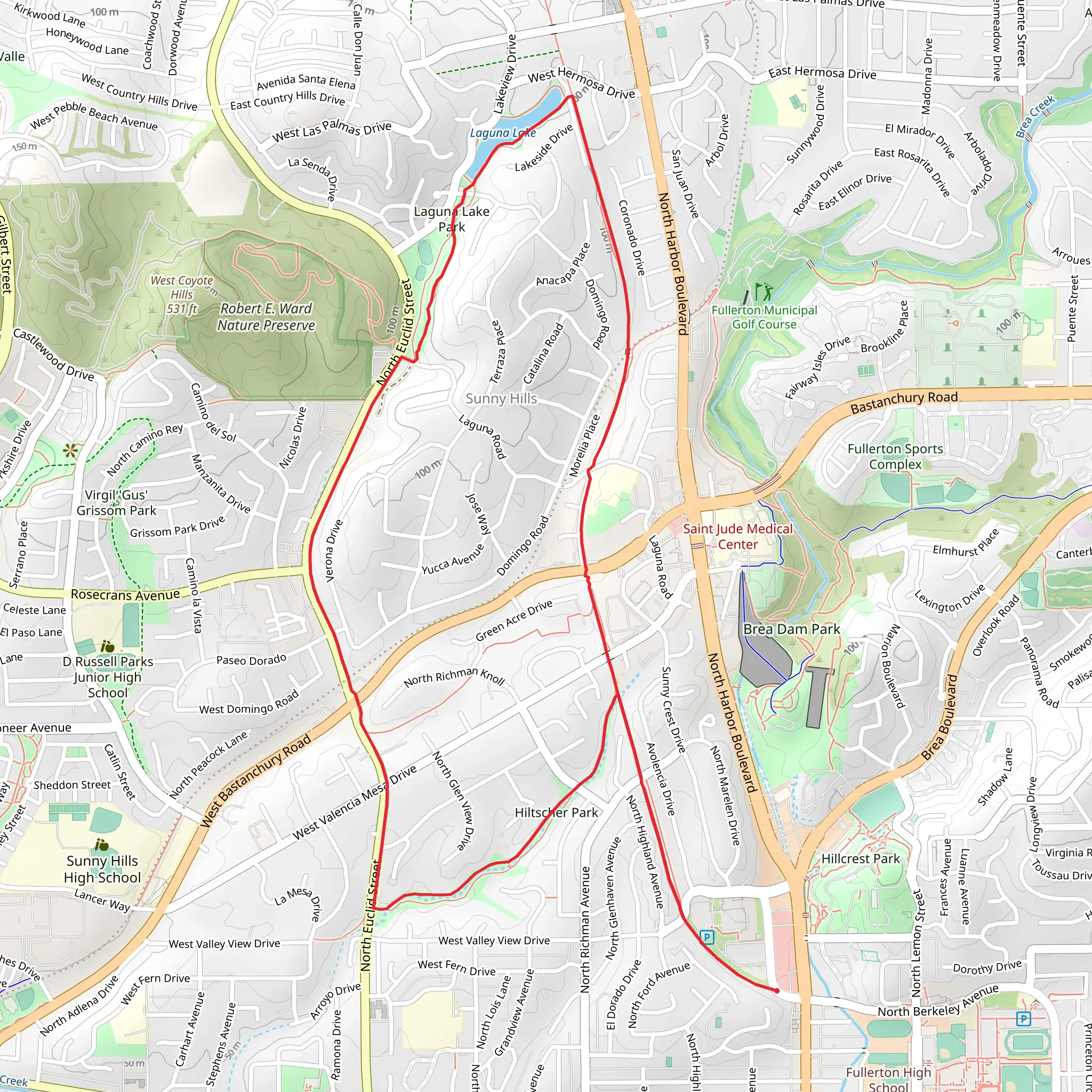 Juanita Cooke, Laguna Lake and Bud Turner Loop Trail mobile static map