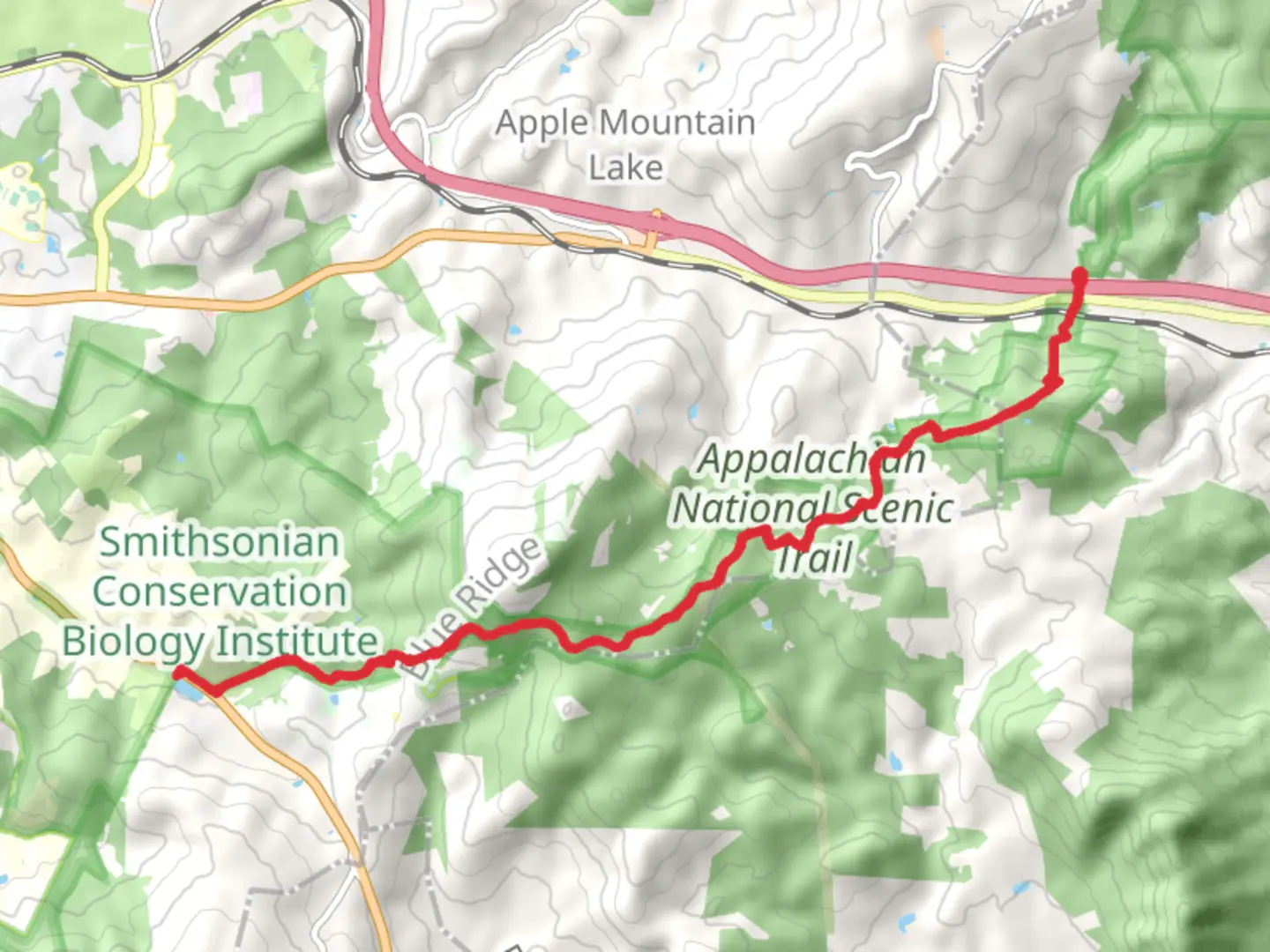 An image depicting the trail Appalachian Trail from Tuckers Lane - South and its surrounding area.