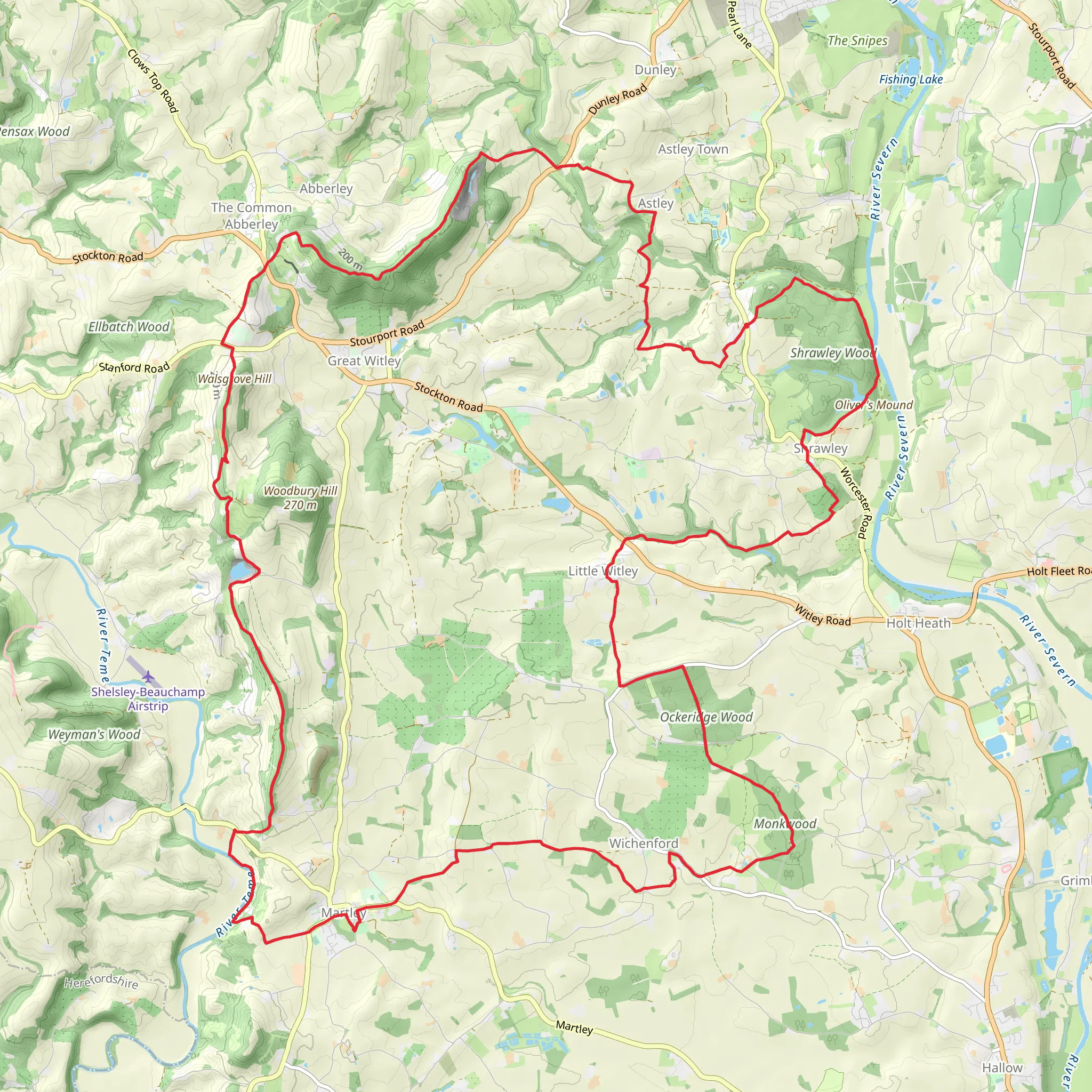 North Worcestershire Loop from Charnwood mobile static map