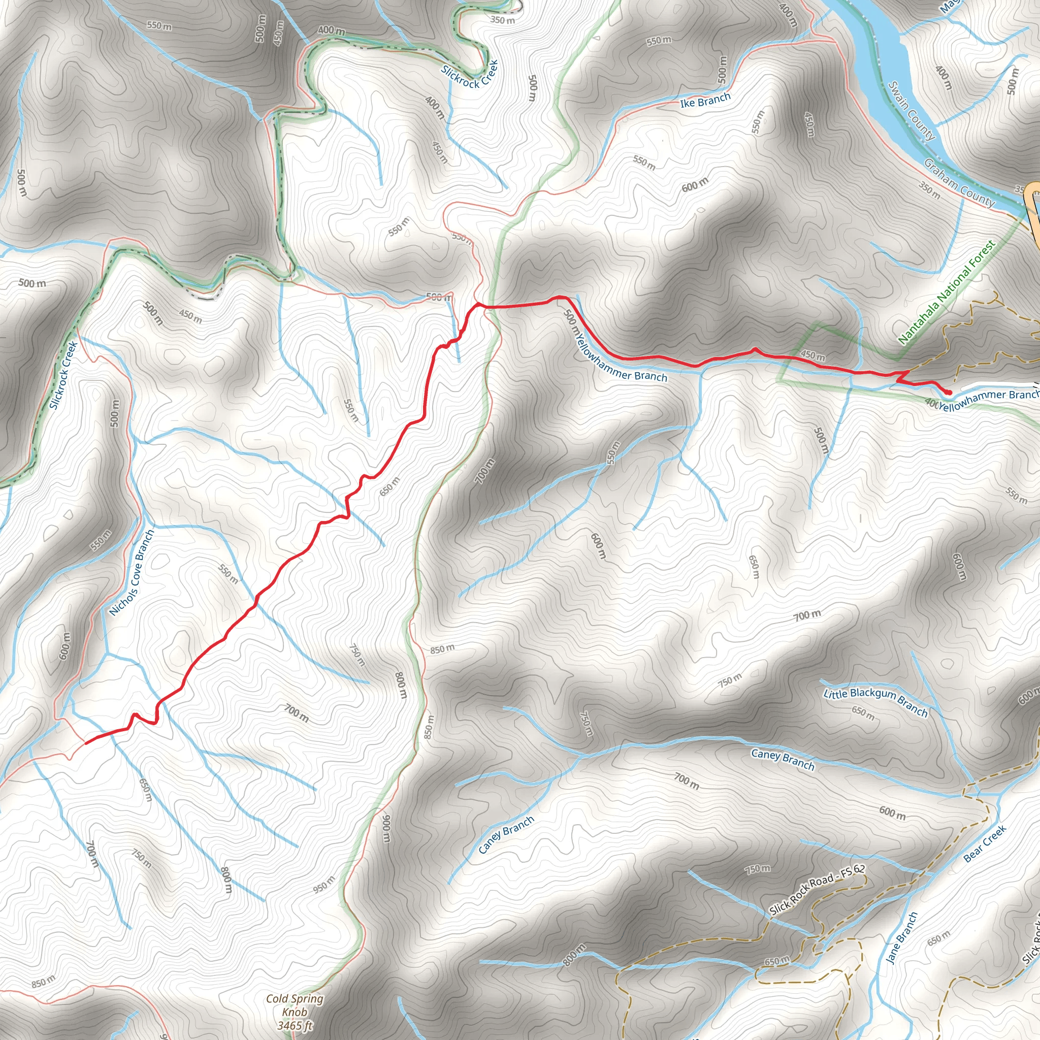 Yellow Hammer Gap via Benton MacKaye Trail mobile static map