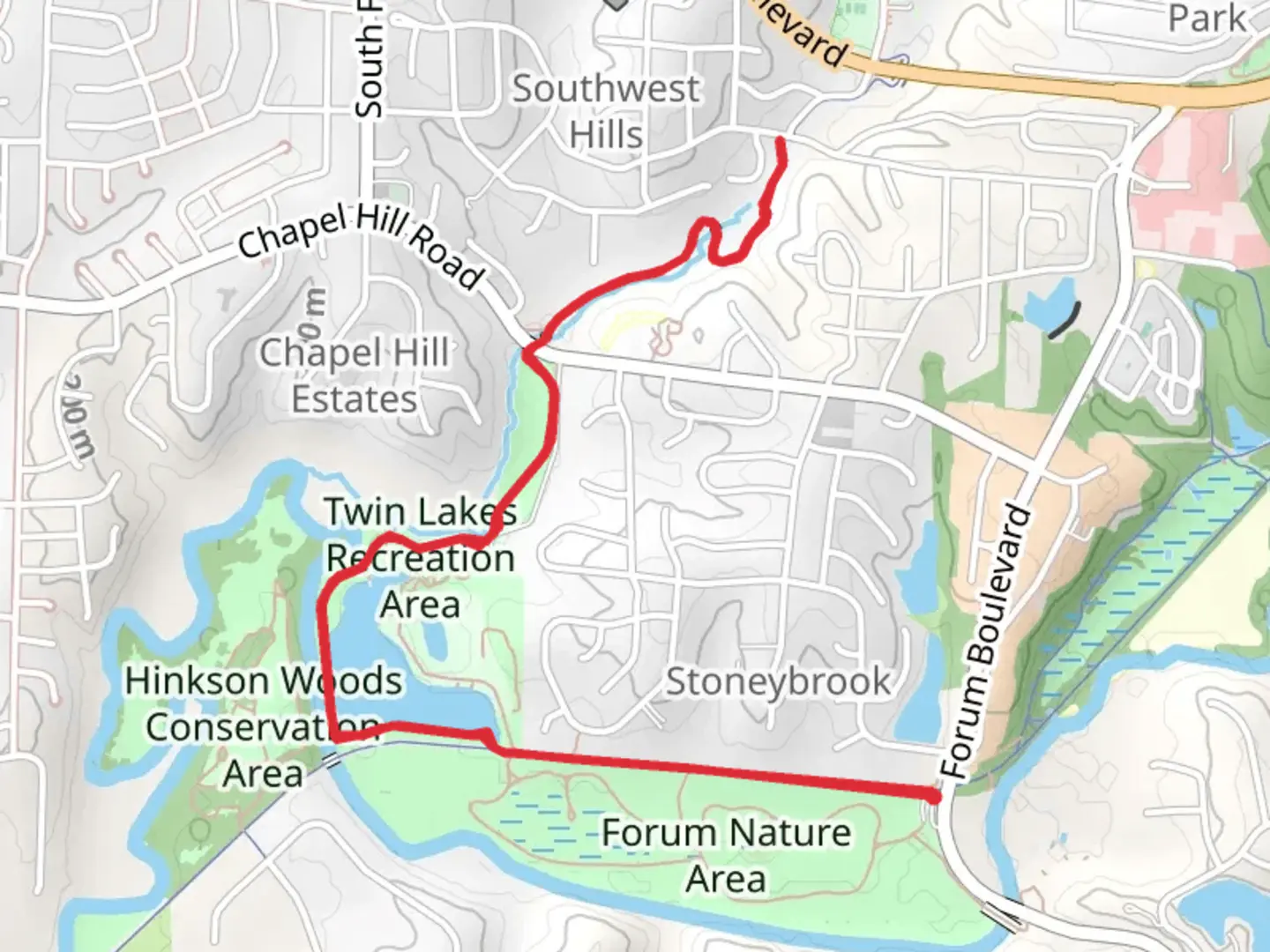 An image depicting the trail Twin Lakes and County House Trail and its surrounding area.