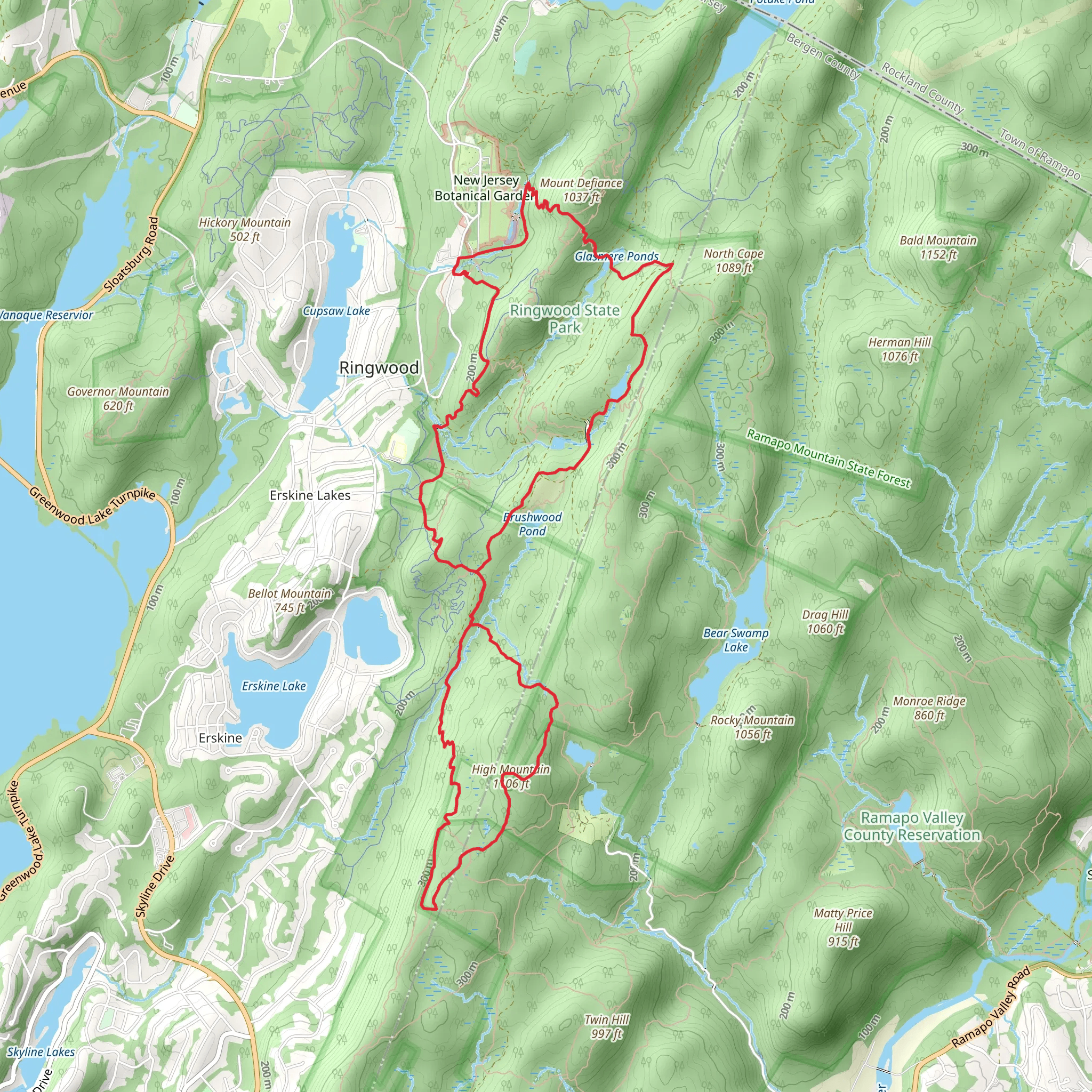 Swan, Weyble, Gatun, Brushwood and Glasmere Ponds Loop mobile static map