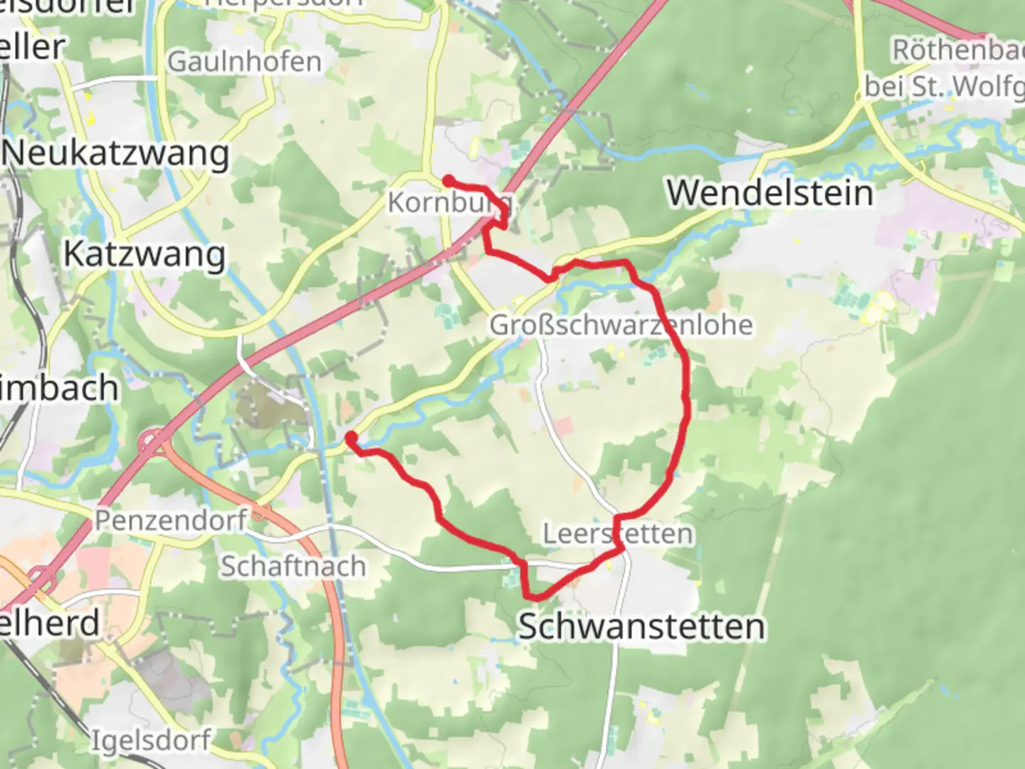 An image depicting the trail Kornburg Neuses and its surrounding area.