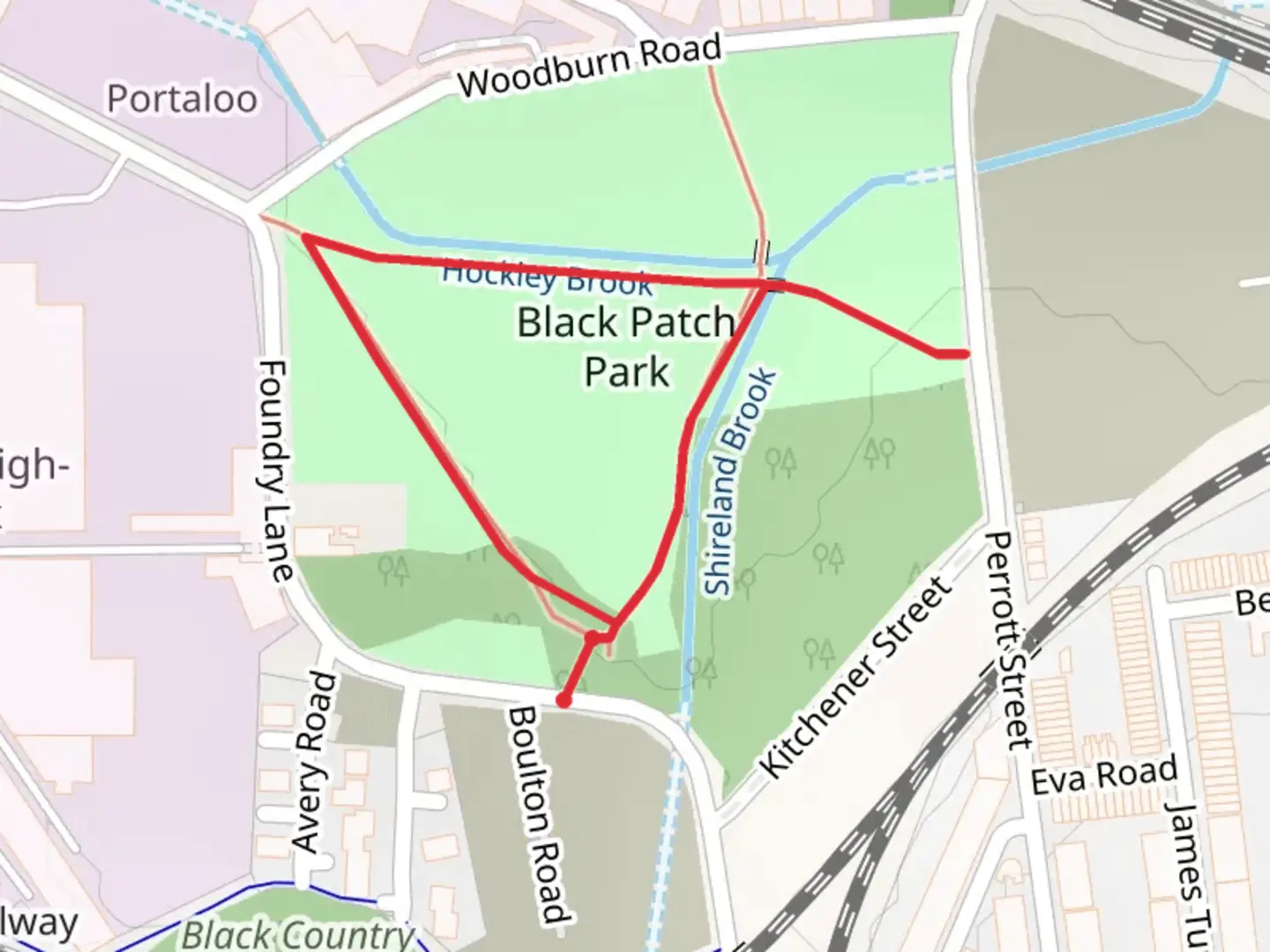 An image depicting the trail Black Patch Park Loop and its surrounding area.