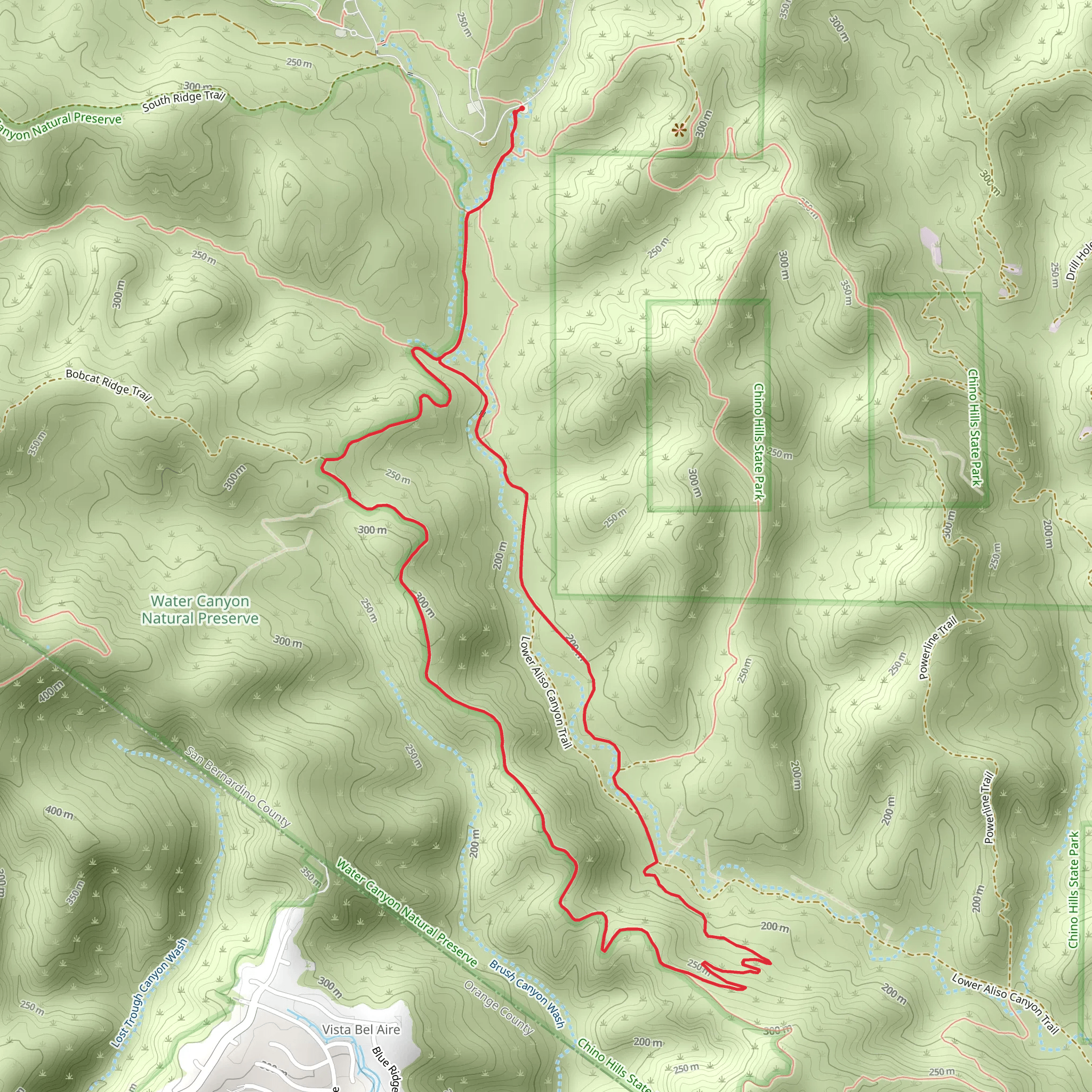 Bane Canyon - Scully Ridge - Lower Aliso Canyon Loop Trail mobile static map