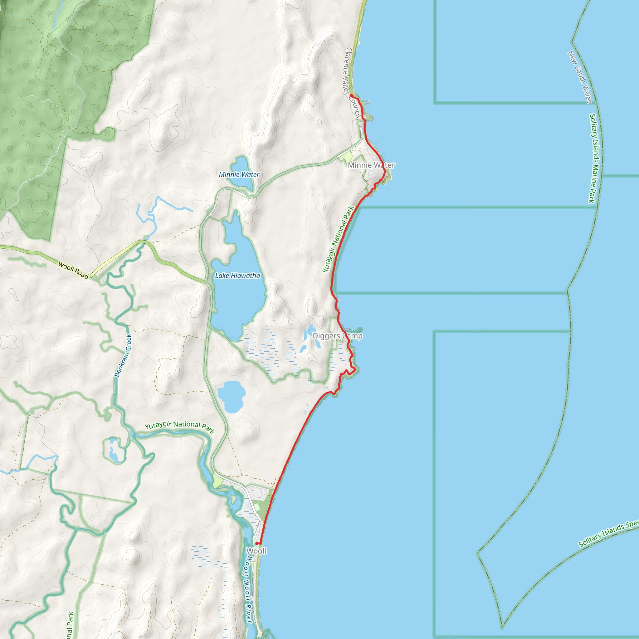 Illaroo to Wooli Track mobile static map