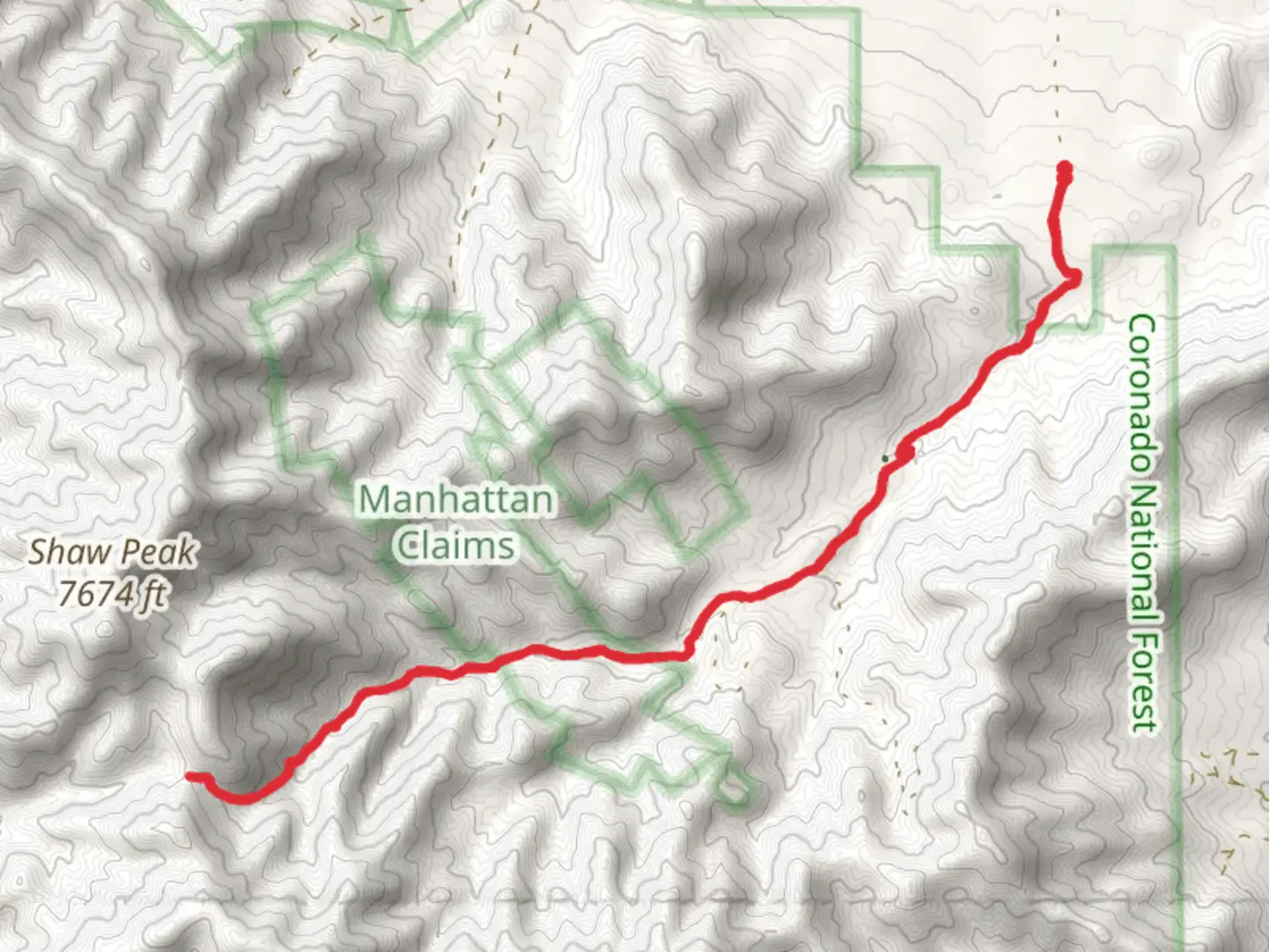 An image depicting the trail Jhus - Horse Saddle Trail and its surrounding area.
