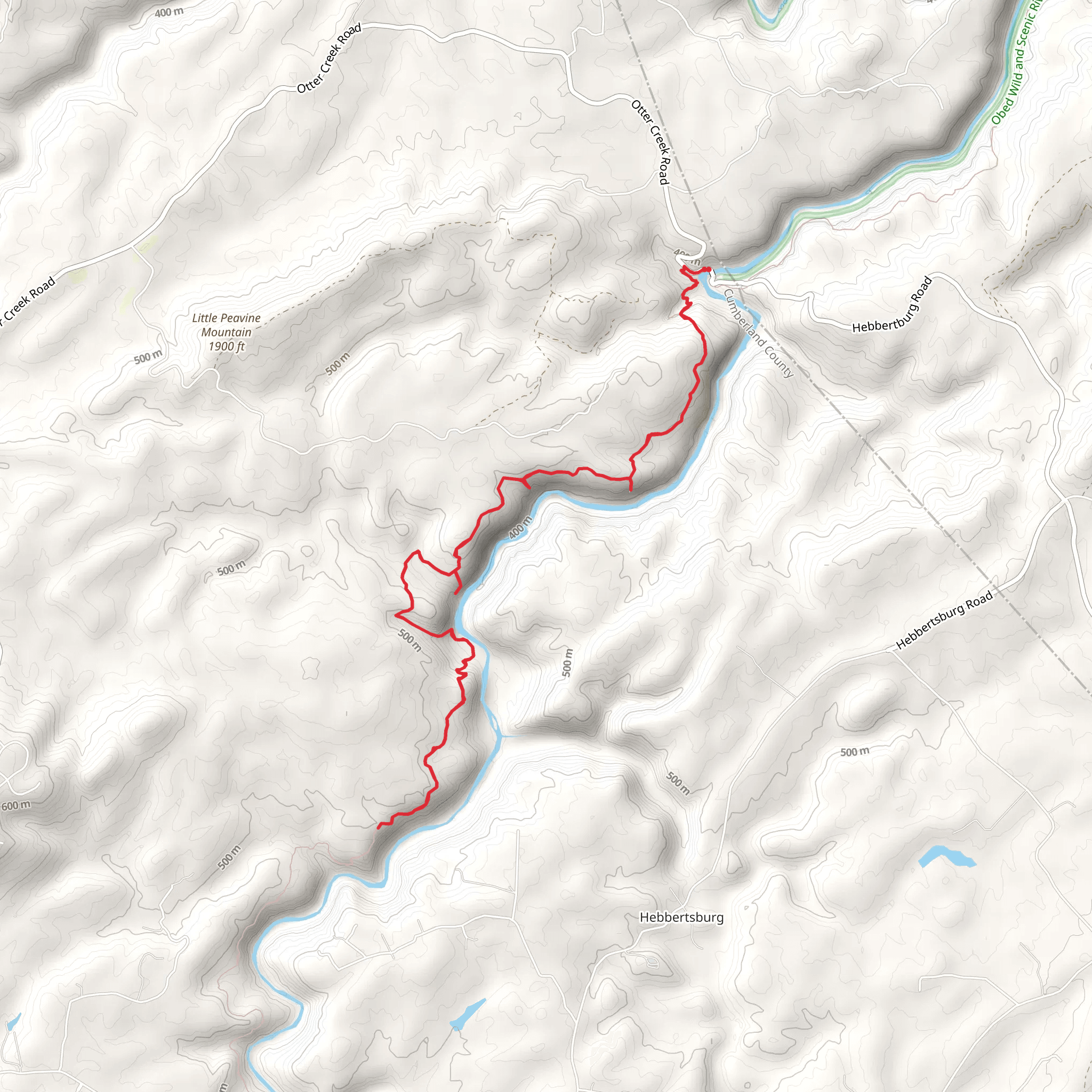 Cumberland Short Trail from Otter Creek Road mobile static map
