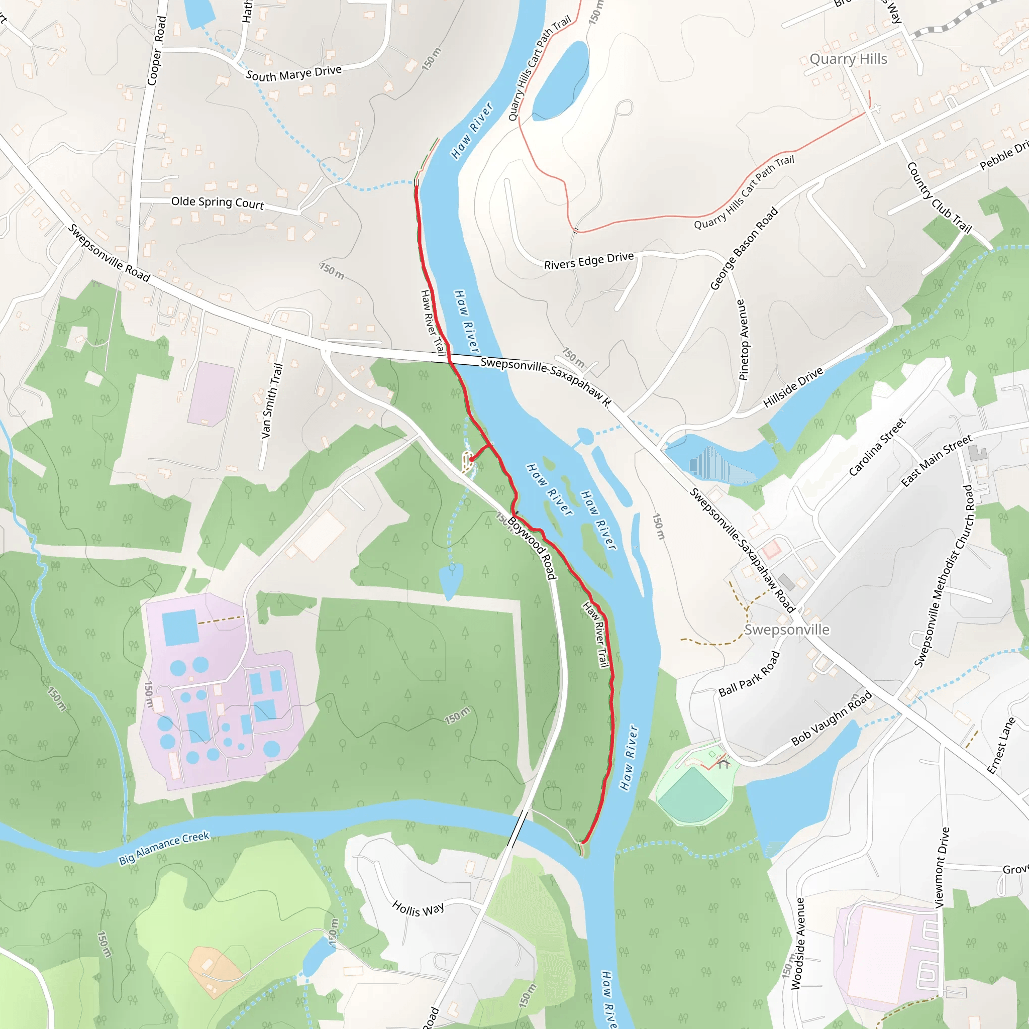 Haw River Trail from Boywood Road mobile static map