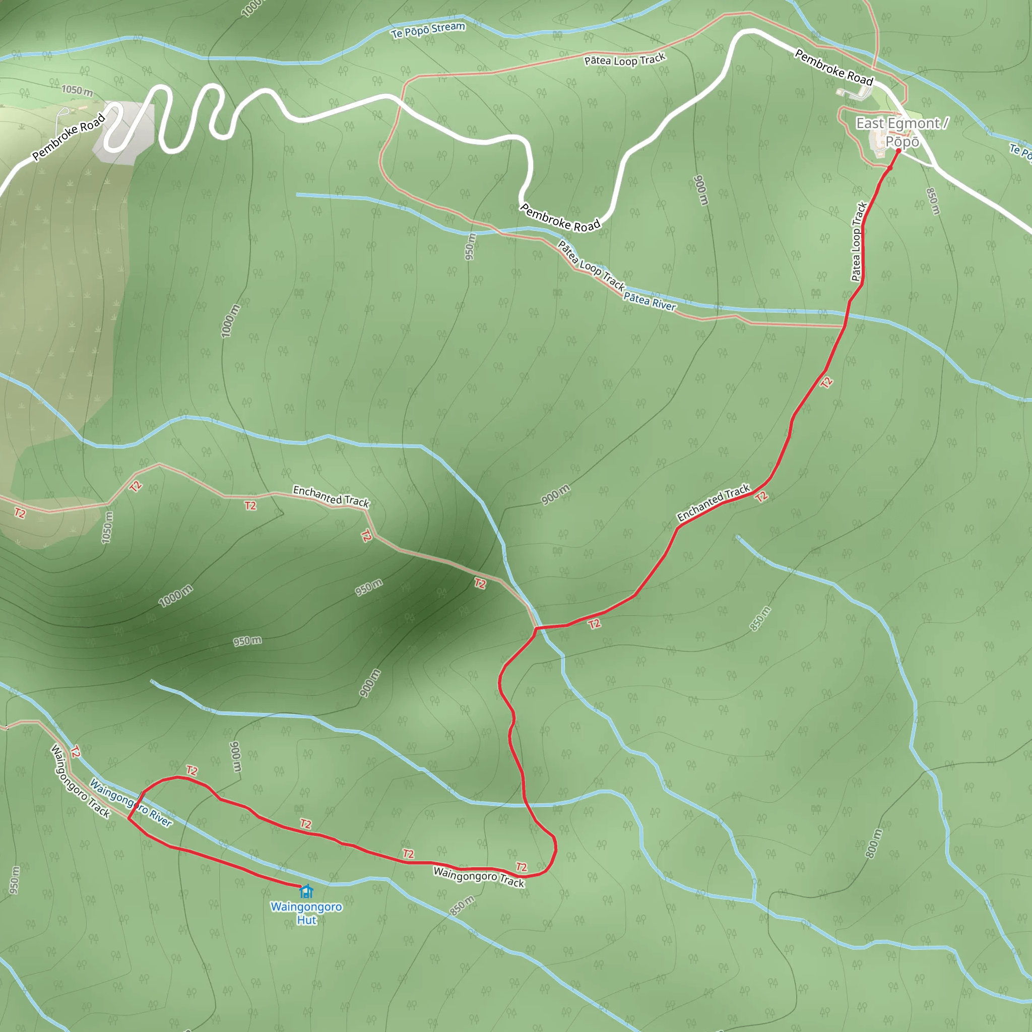 Waingongoro Hut from East Egmont mobile static map