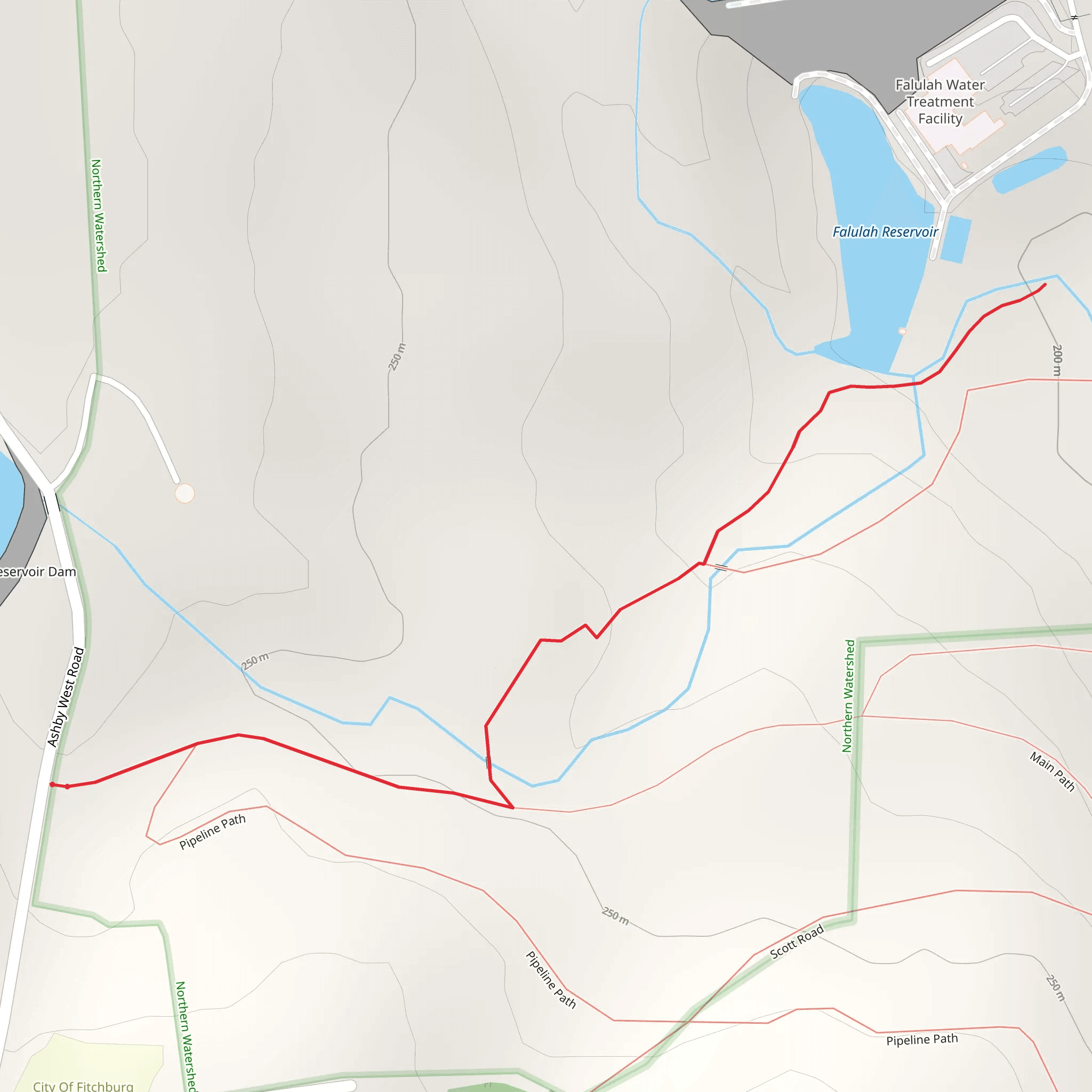 Falulah Reservoir from Ashby West Road Out and Back mobile static map