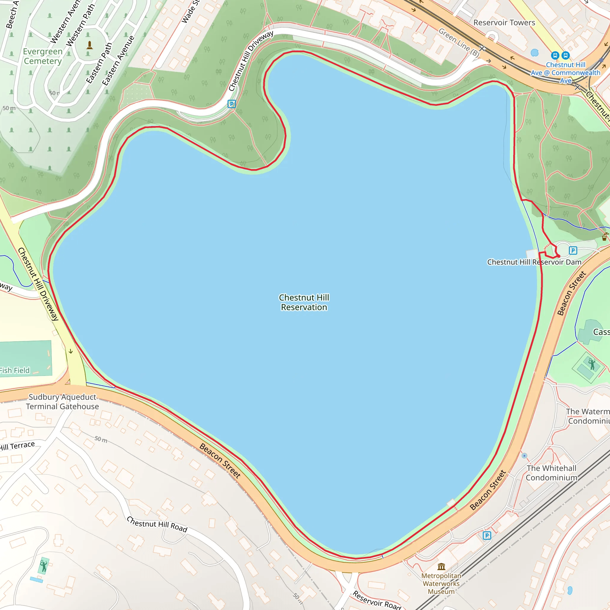 Chestnut Hill Reservoir Loop mobile static map
