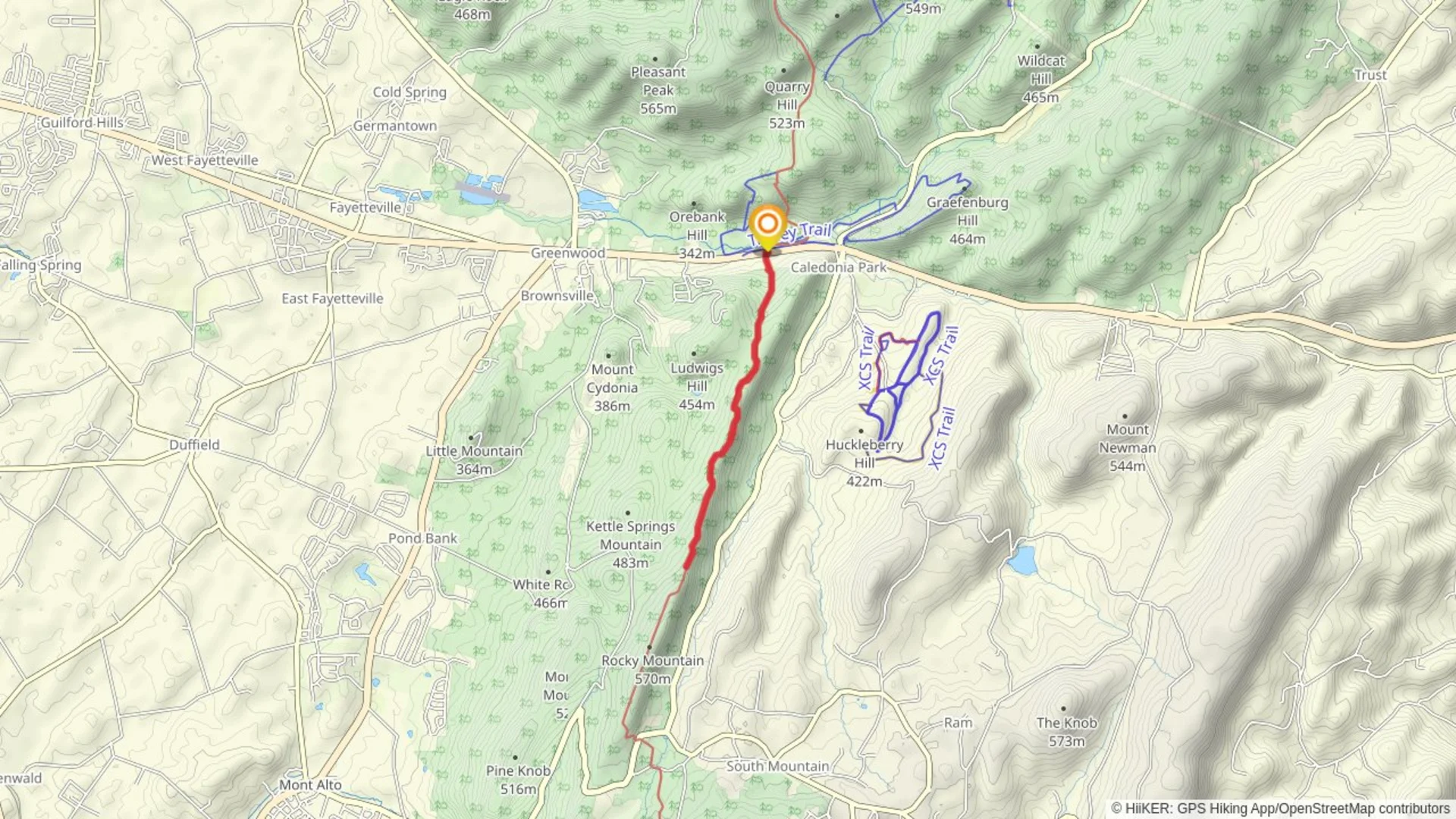 An image depicting the trail Rocky Mountain from Lincoln Way East Road and its surrounding area.
