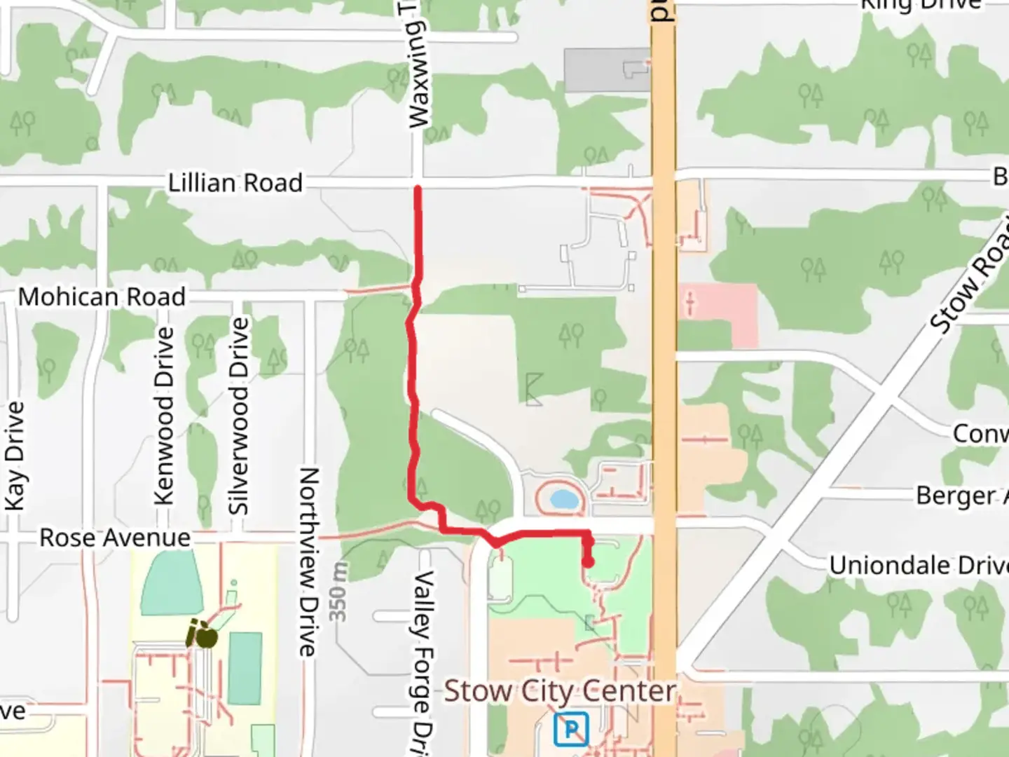 An image depicting the trail Akron General Wellness Trail and its surrounding area.