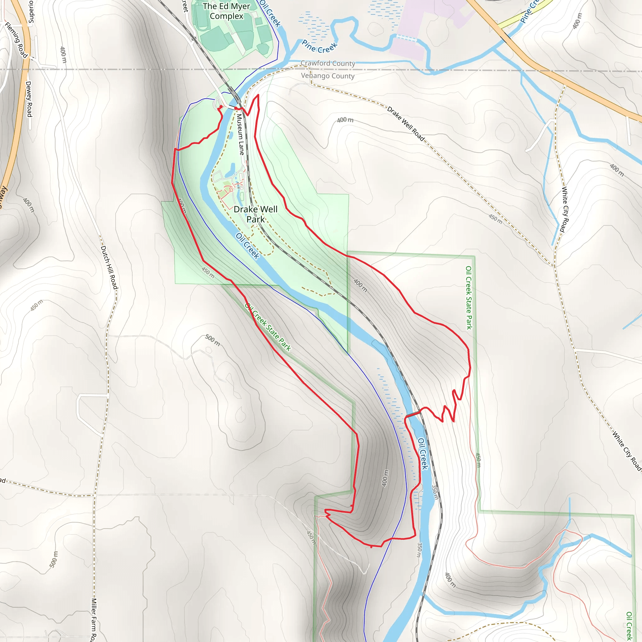 Drake's Well Loop via Gerard Trail mobile static map