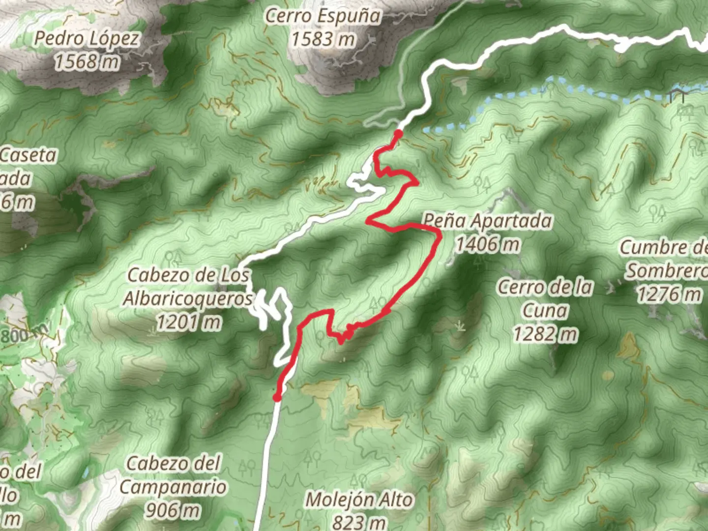 An image depicting the trail Path of the Barranco de los Ballesteros - Espuña PR MU 60 and its surrounding area.