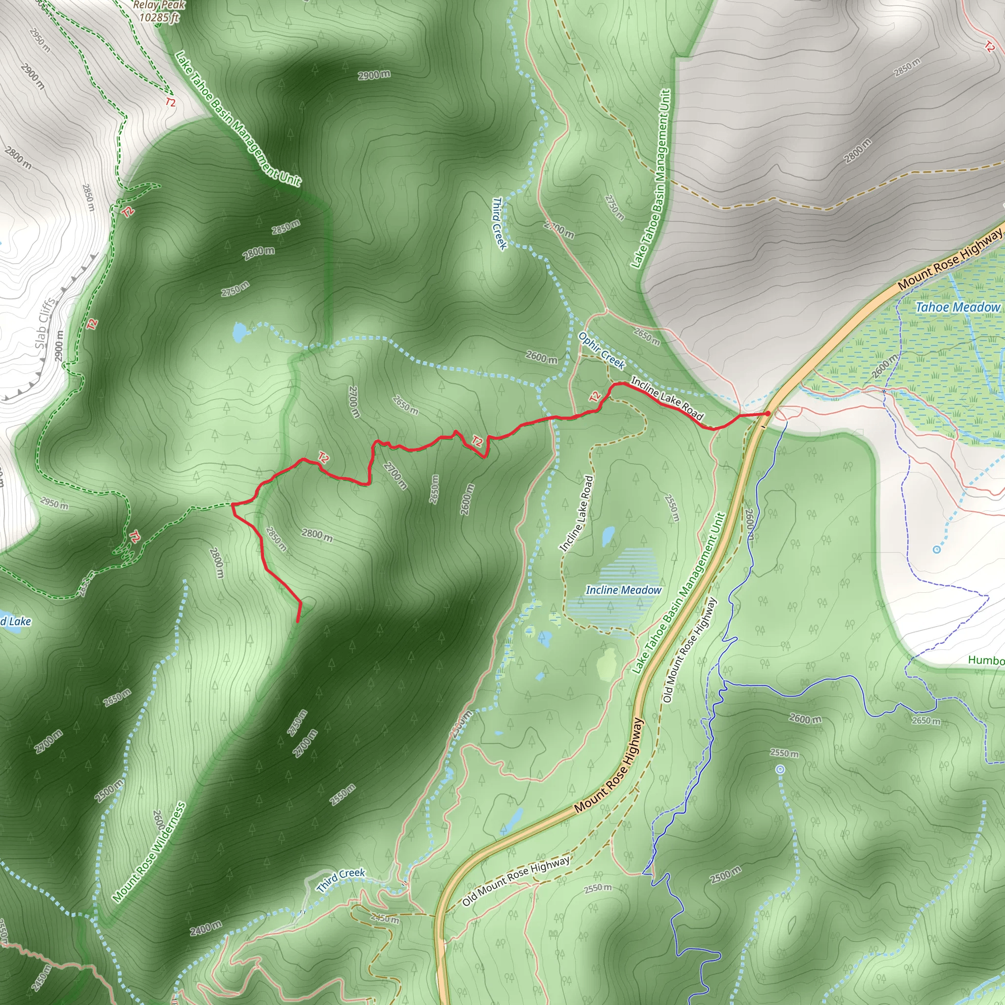 Incline Lake Road and Gray Lake Trail mobile static map