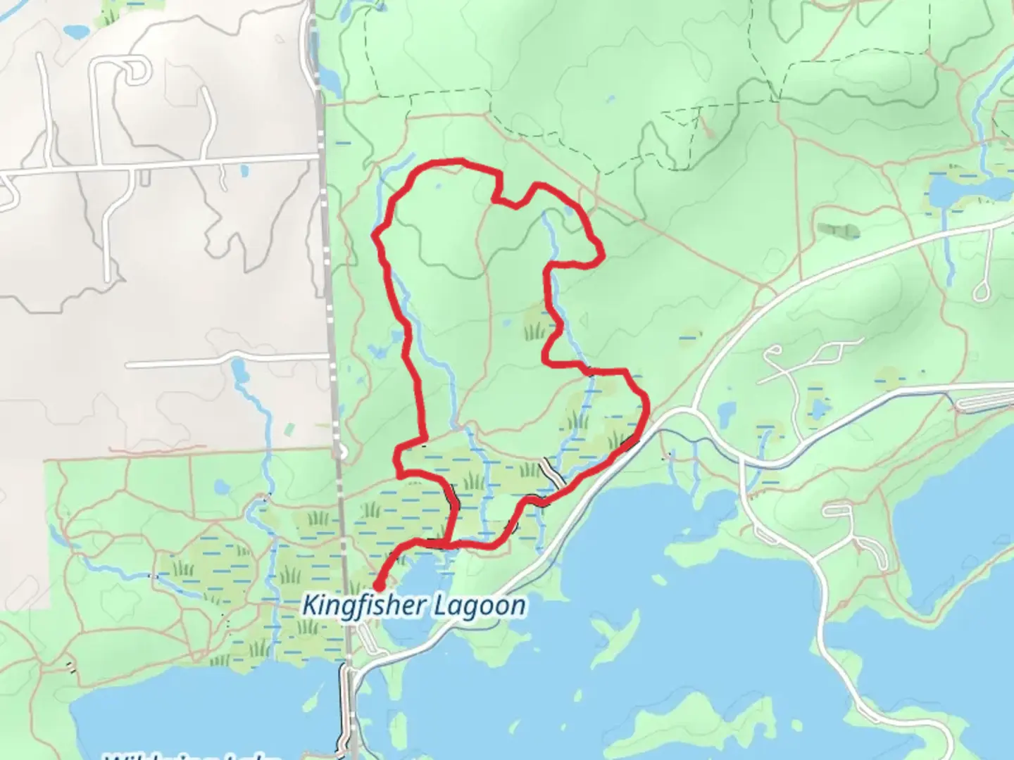 An image depicting the trail Deer Run, Fox Run and Chickadee Loop Trail and its surrounding area.