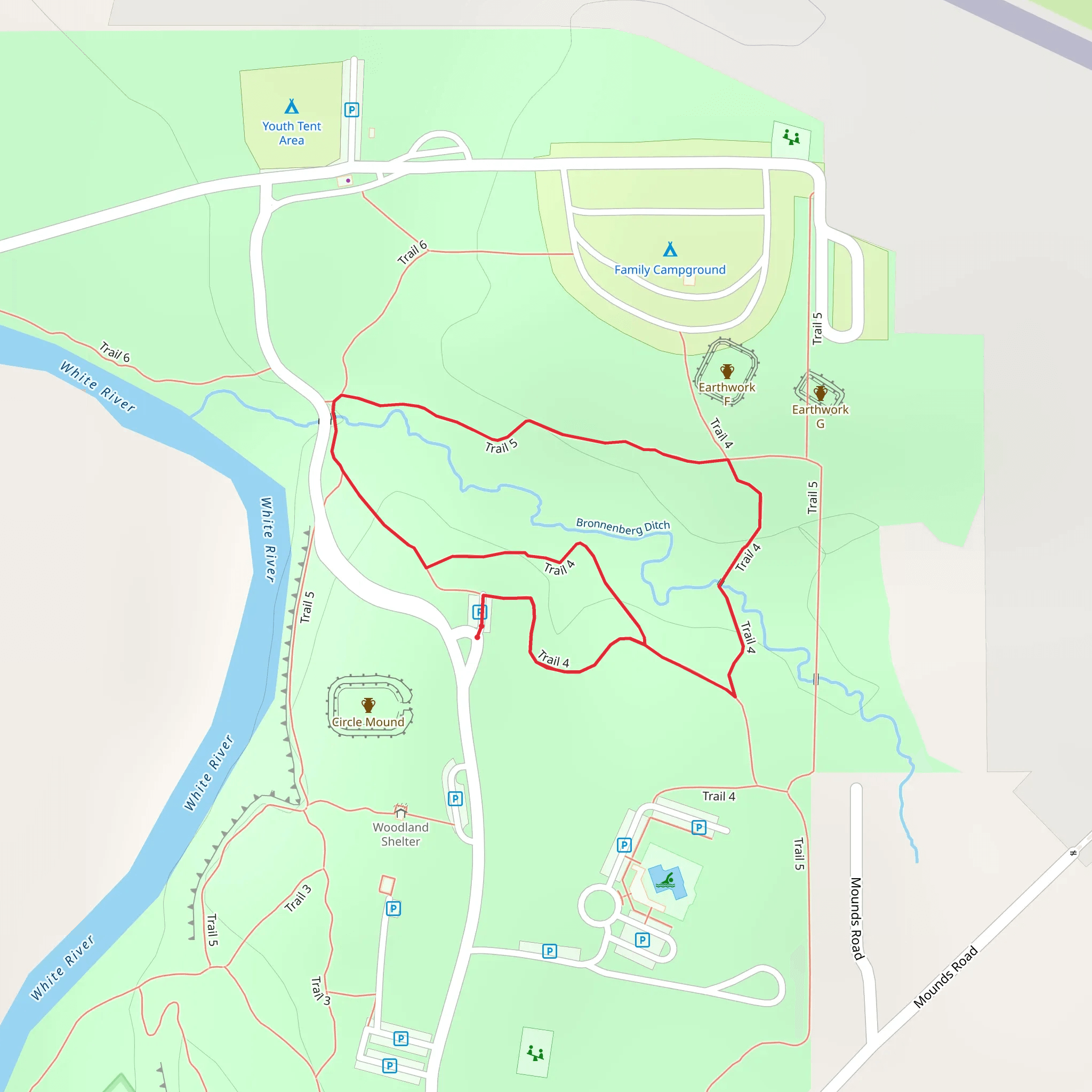 Trail 4, 5 Loop along White River mobile static map