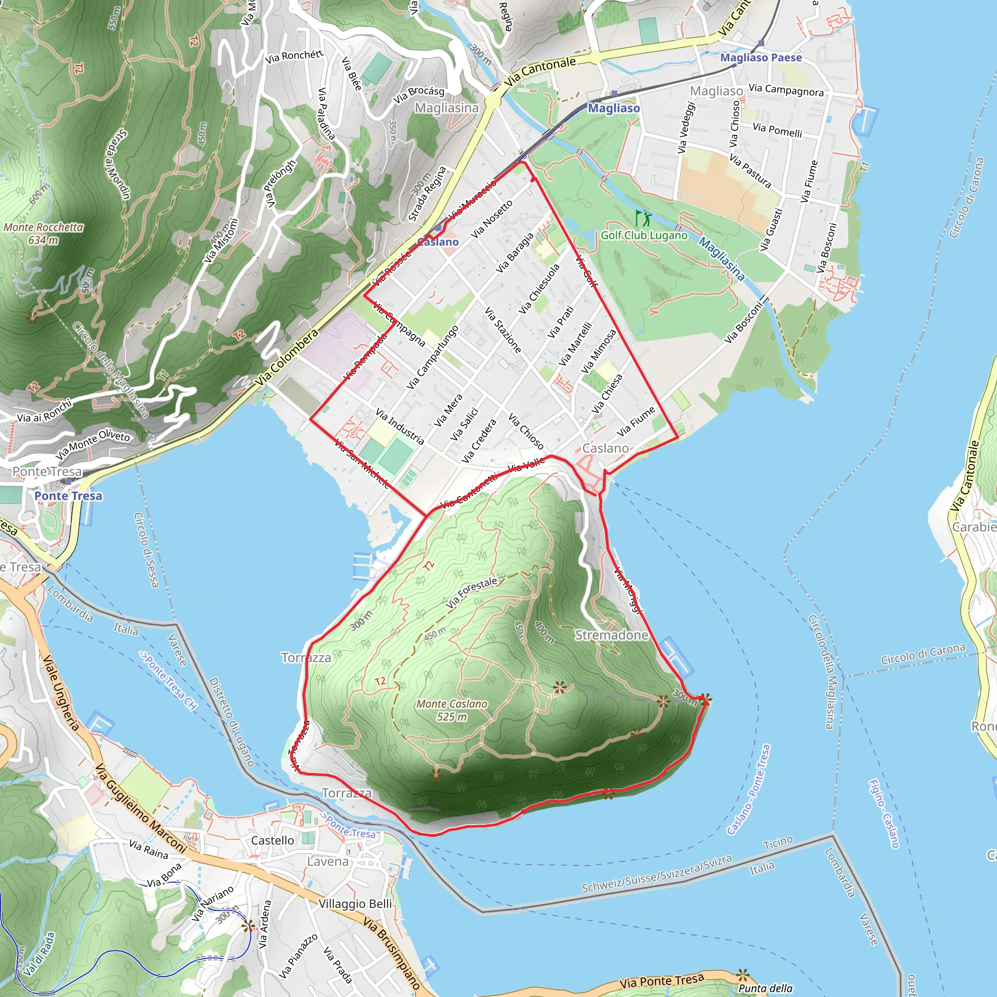 Monte Caslano Lakeside Trail mobile static map