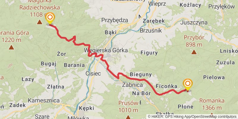 Main Beskid Trail stage 4 Map