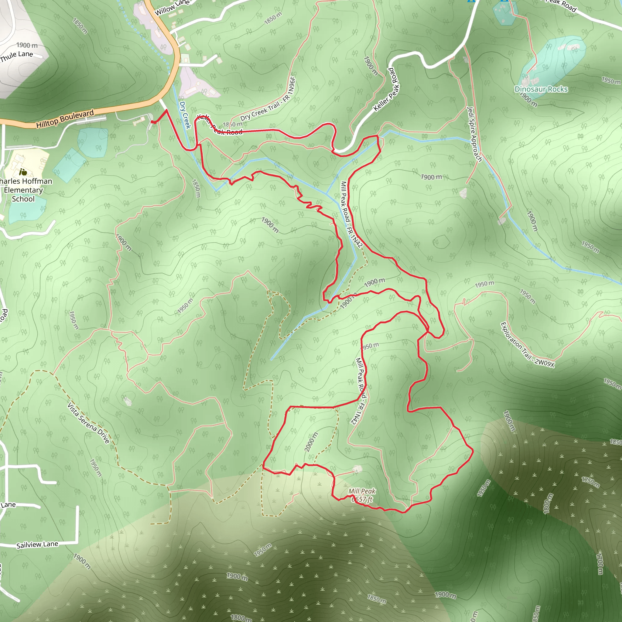 Explorationa Trail and Mill Peak road Loop mobile static map