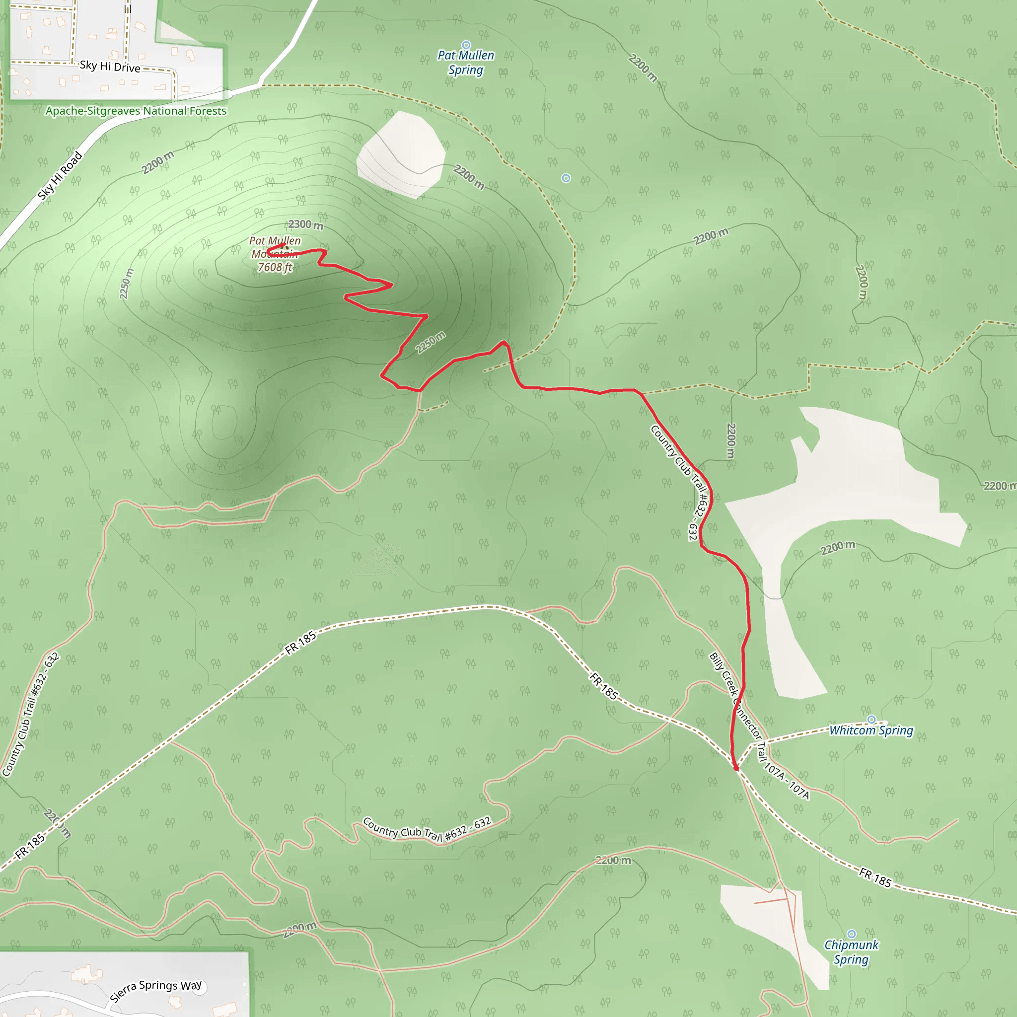 Pat Mullen Mountain via Country Club Trail mobile static map