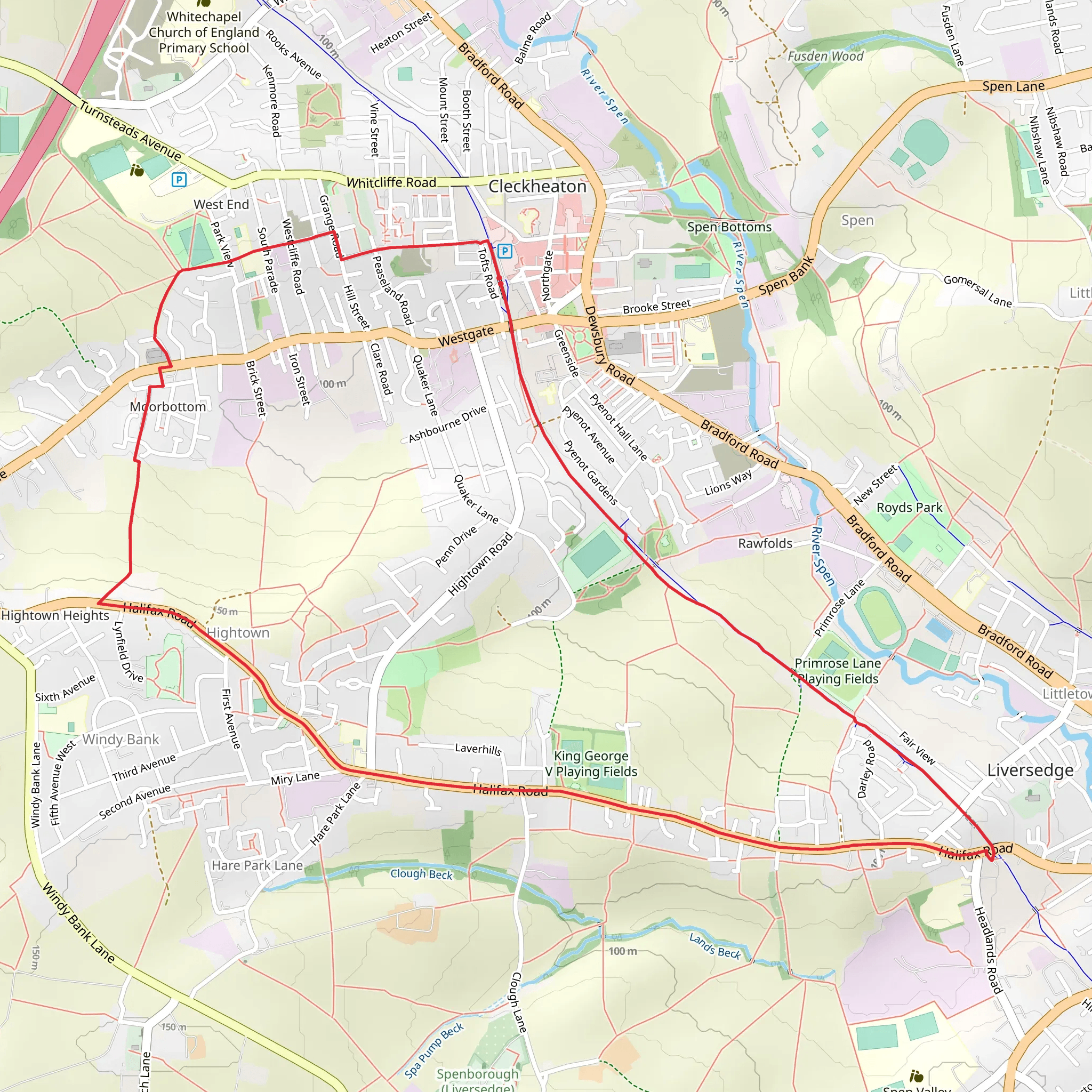 Liversedge and Hightown Loop mobile static map