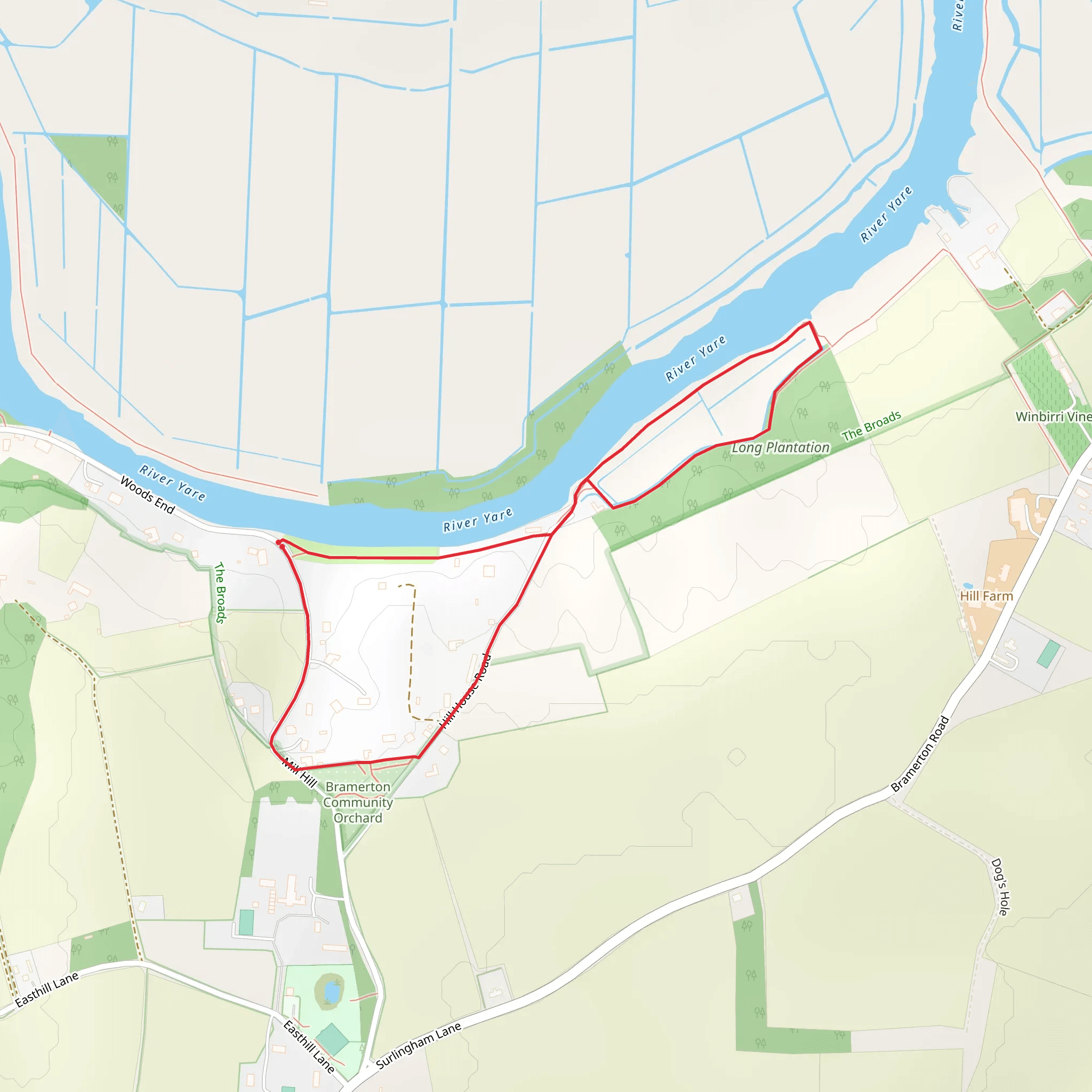 Bramerton Riverside Short Walk mobile static map