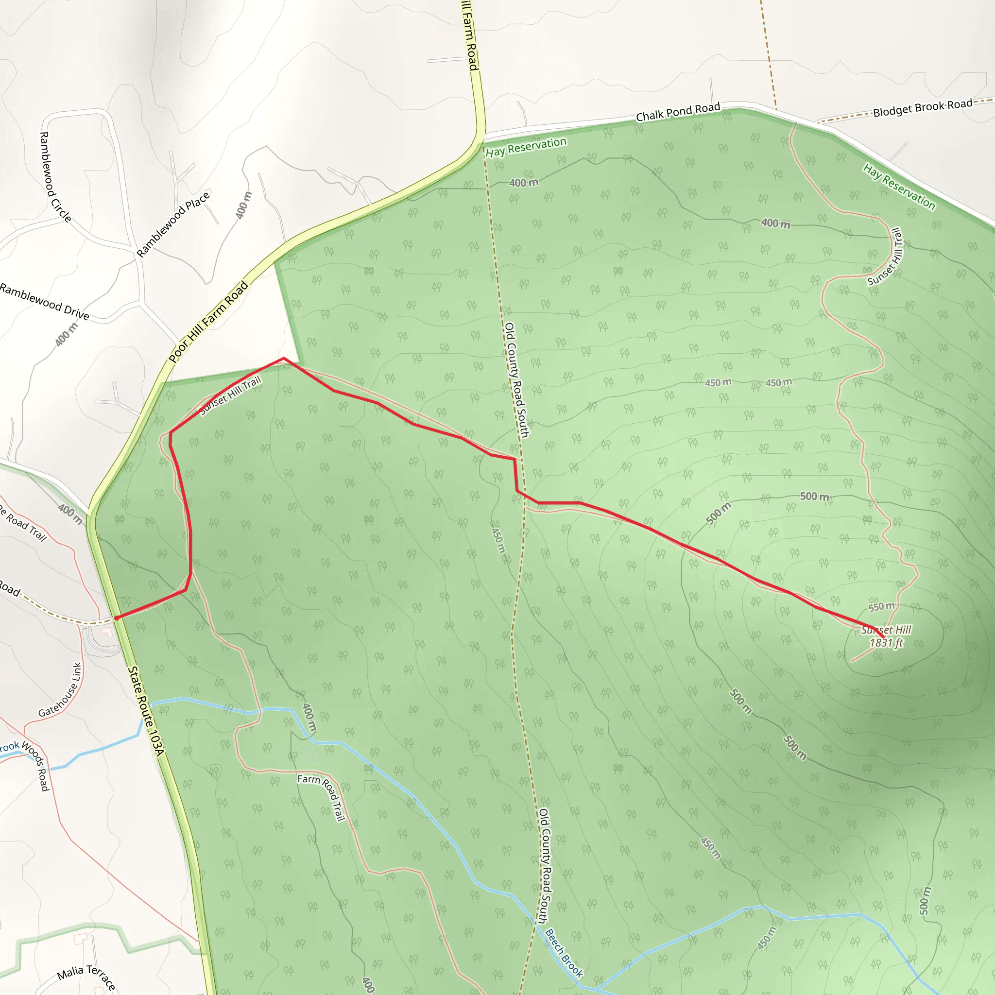 Sunset Hill Trail mobile static map
