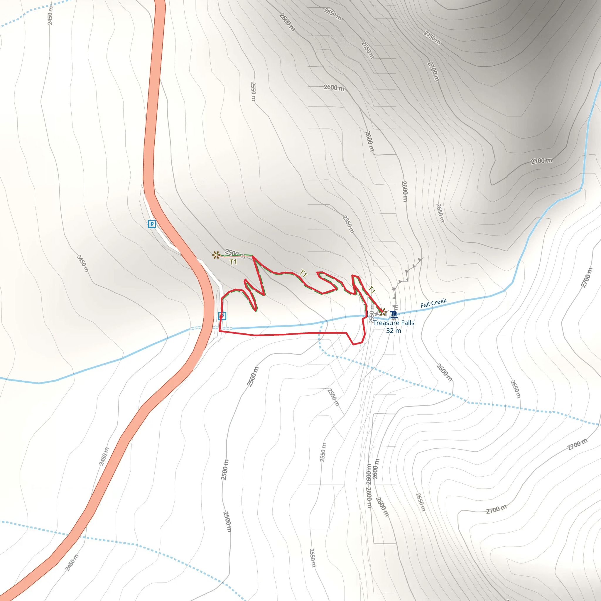 Treasure Falls and Fall Creek Loop mobile static map