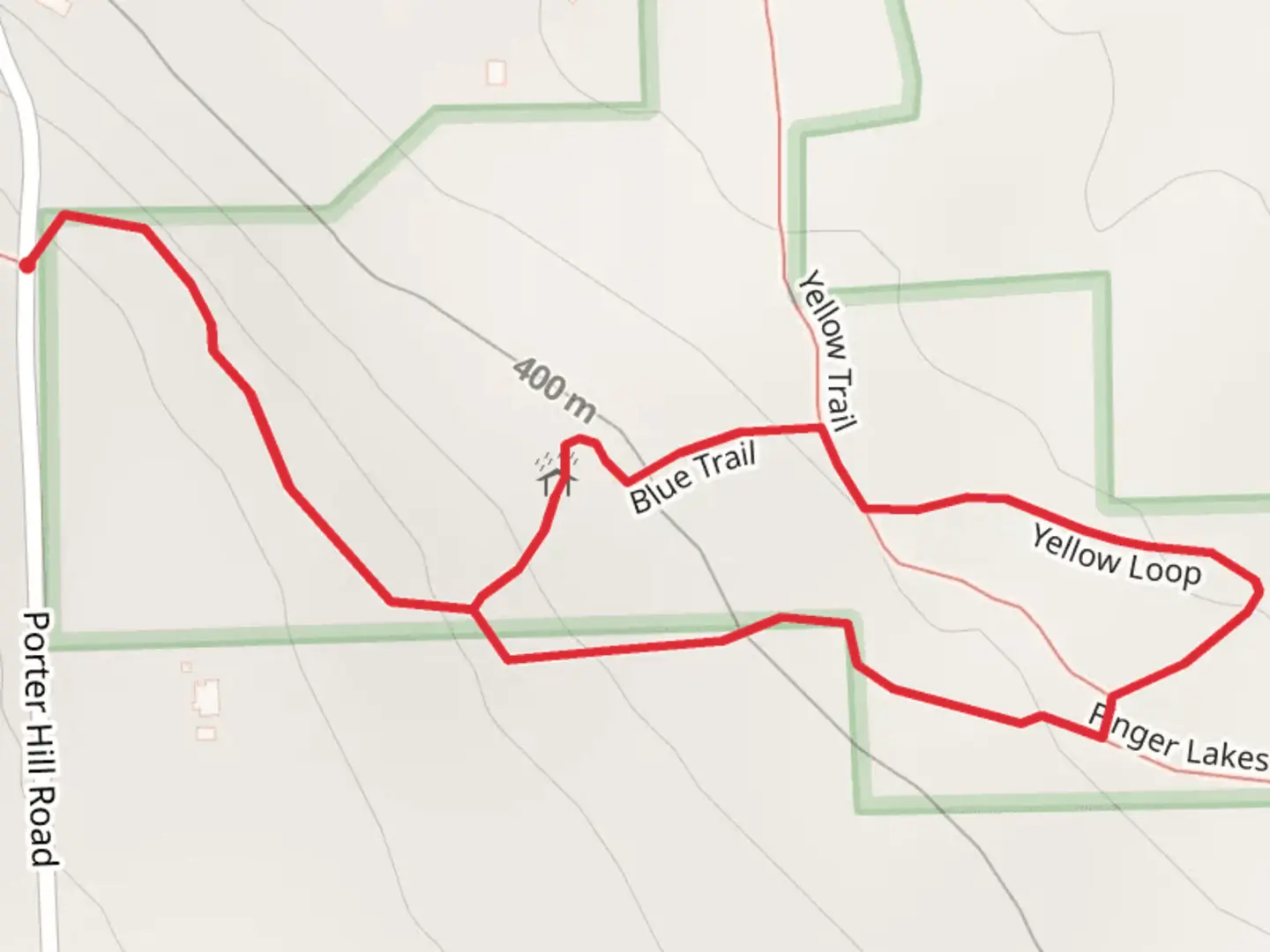 An image depicting the trail Bock-Harvey Forest Preserve Loop and its surrounding area.