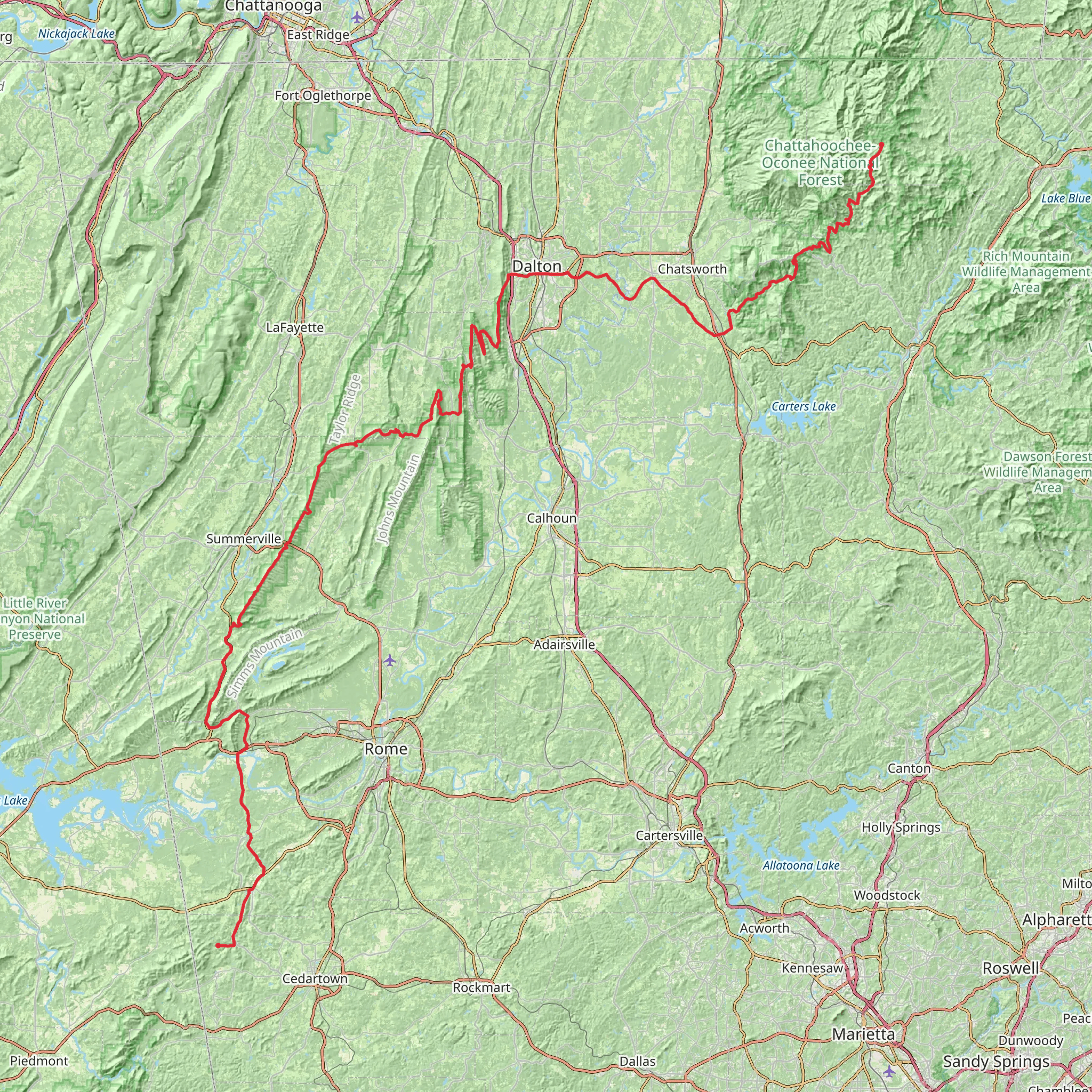 Pinhoti Trail - Georgia mobile static map