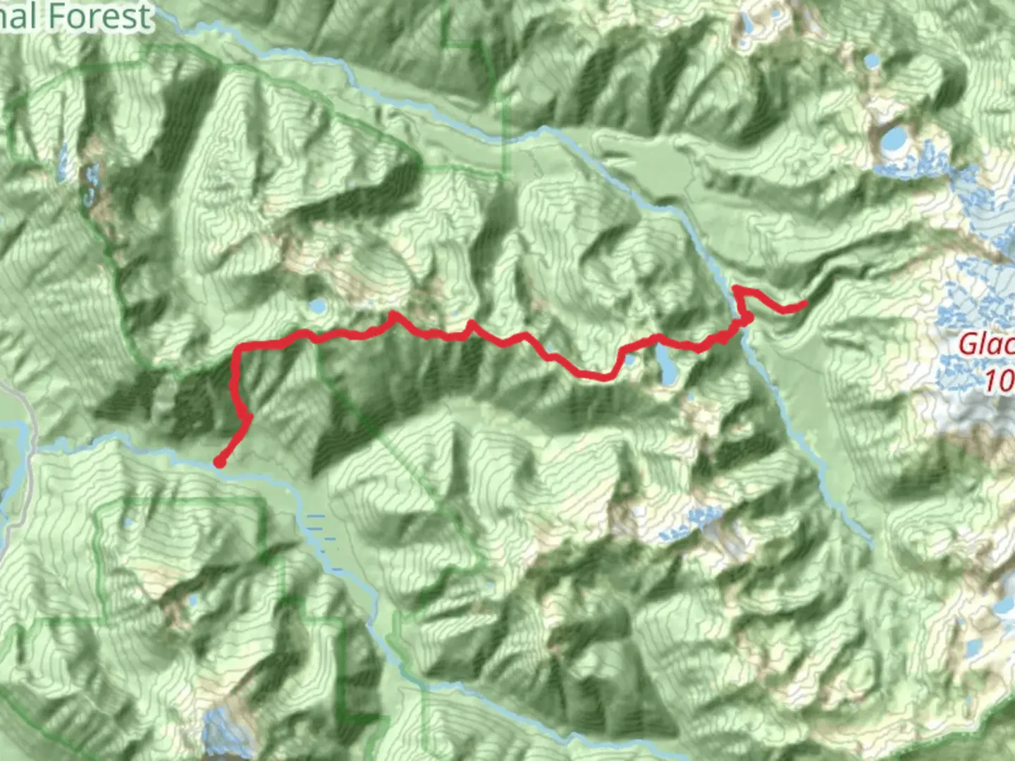 An image depicting the trail Kennedy Ridge Trail via Lake Byrne and its surrounding area.