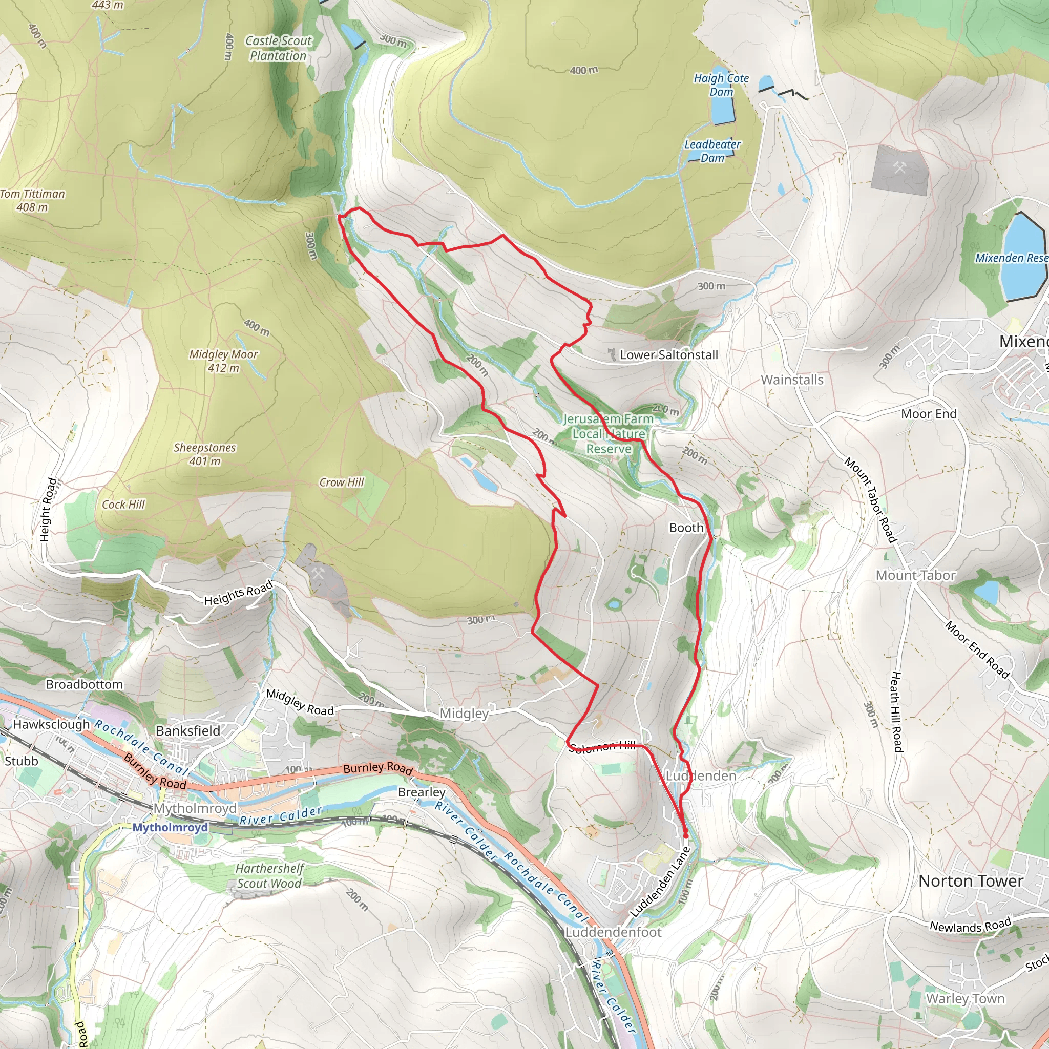 Luddenden Dean and the Calderdale Way mobile static map