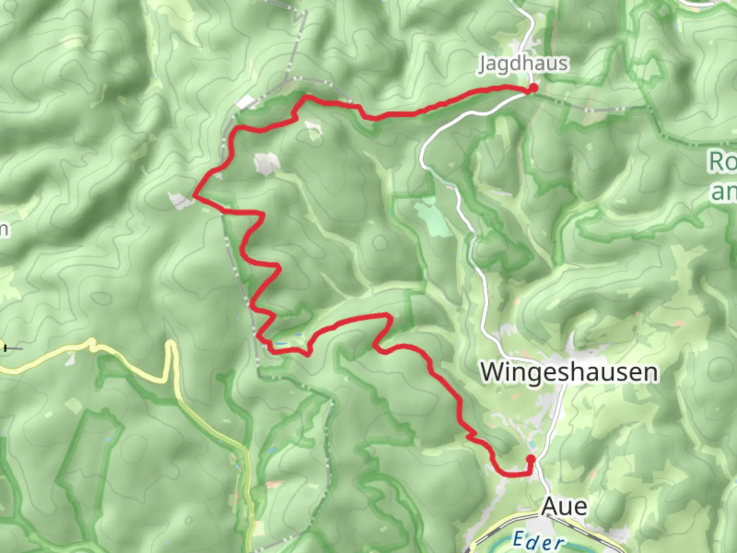 An image depicting the trail Jagdhaus to Musse Walk and its surrounding area.