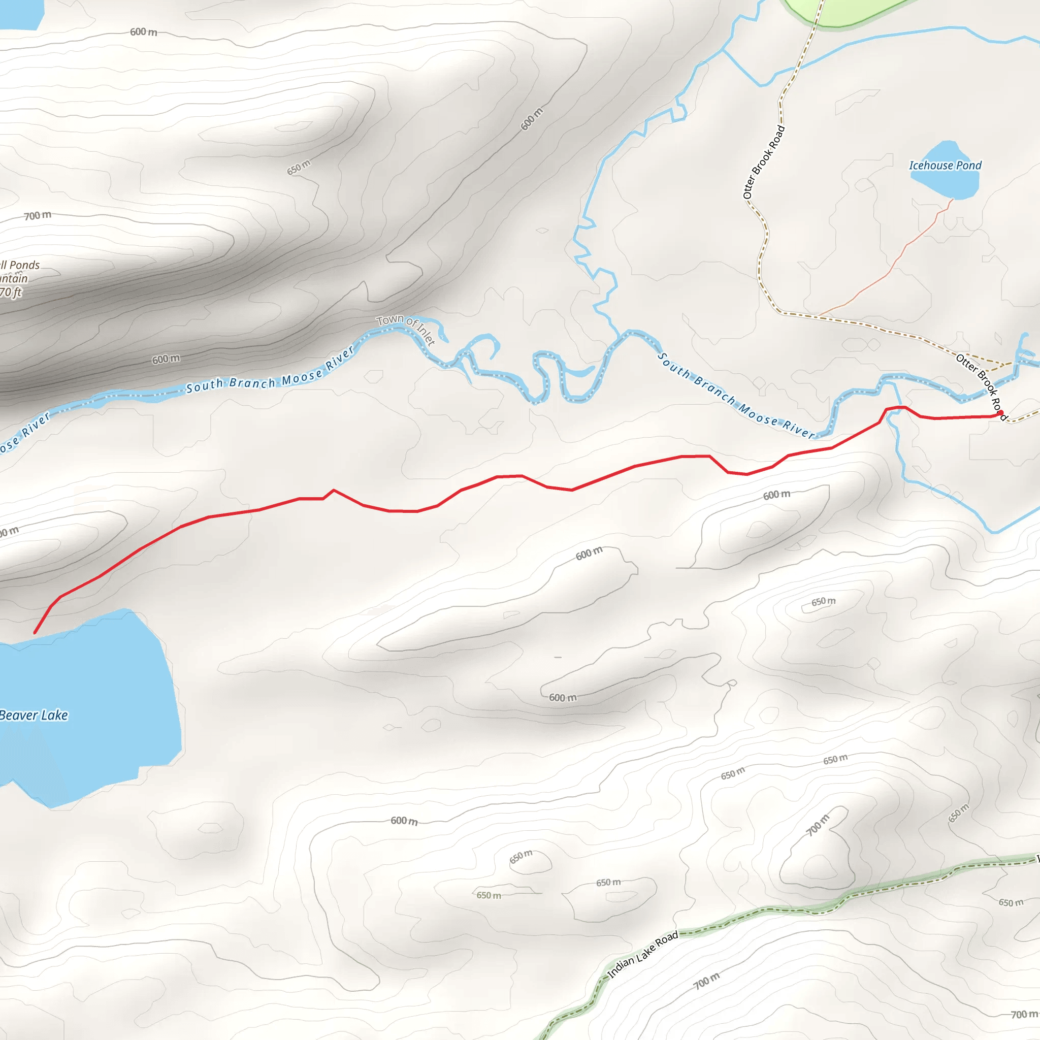 Beaver Lake Trail via Otter Brook Road mobile static map
