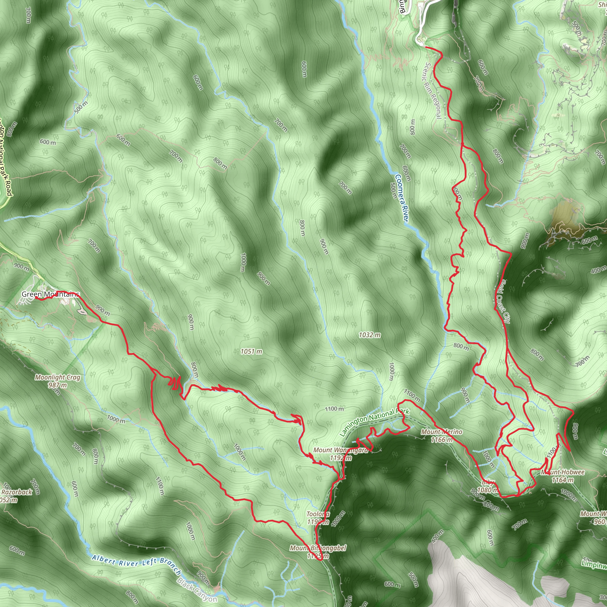 Binna Burra and O'Reilly's Track mobile static map