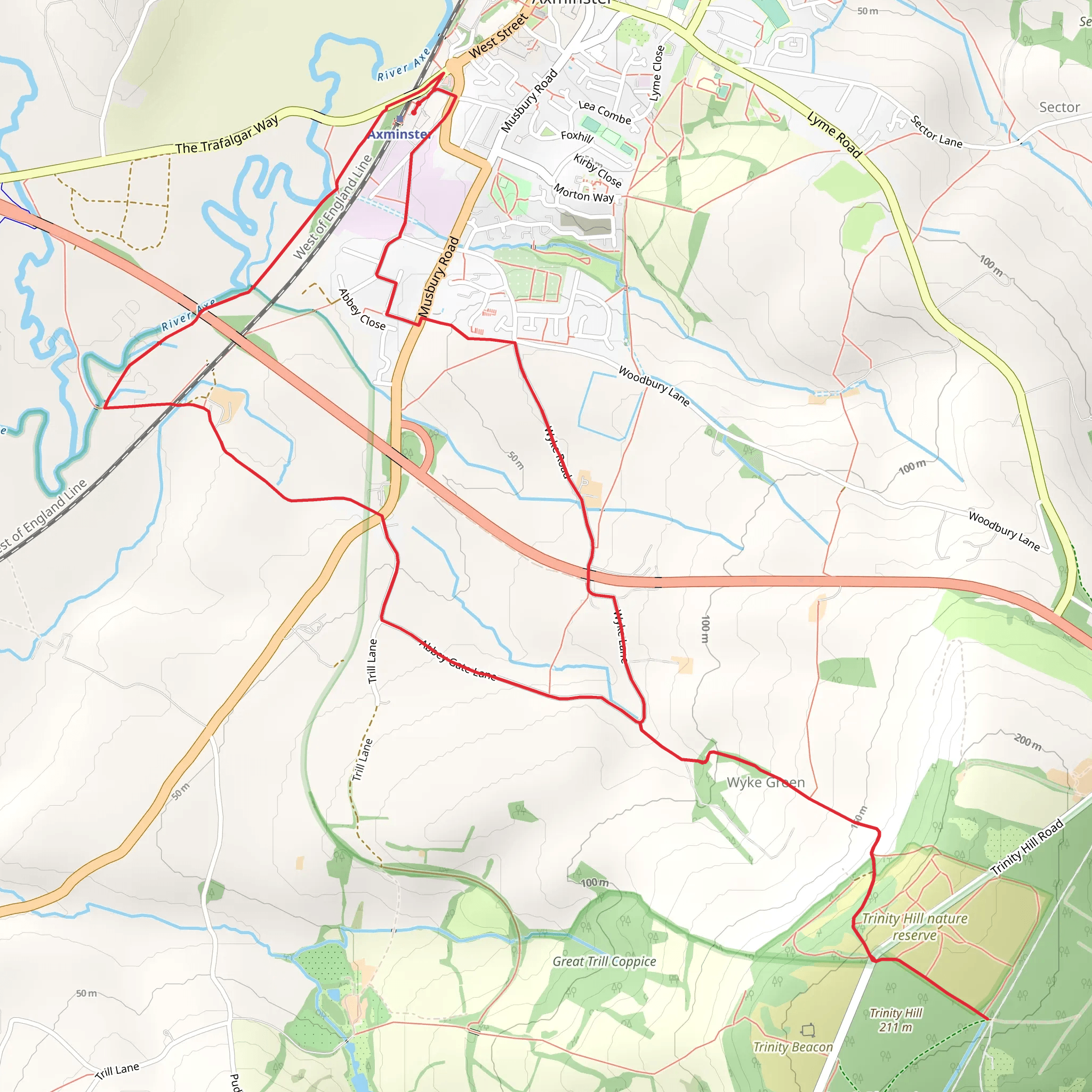 Axminster Loop mobile static map