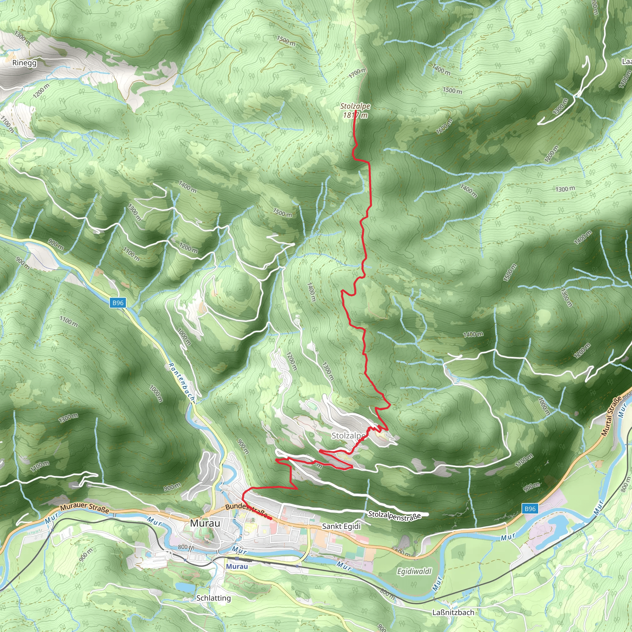 Route to the Stolzalpe Summit mobile static map
