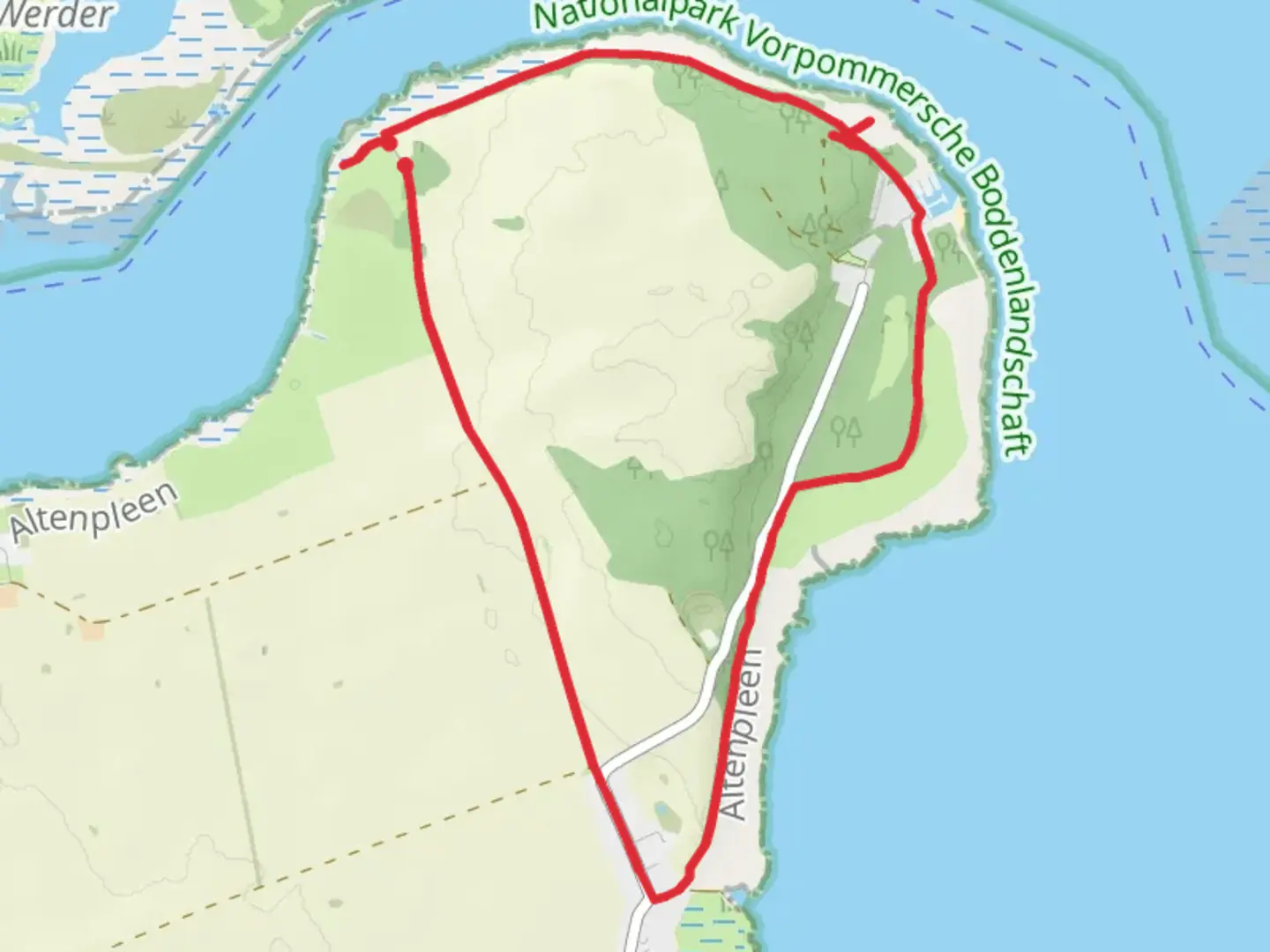 An image depicting the trail Aussichtsturm Barhöft via Bockweg and its surrounding area.