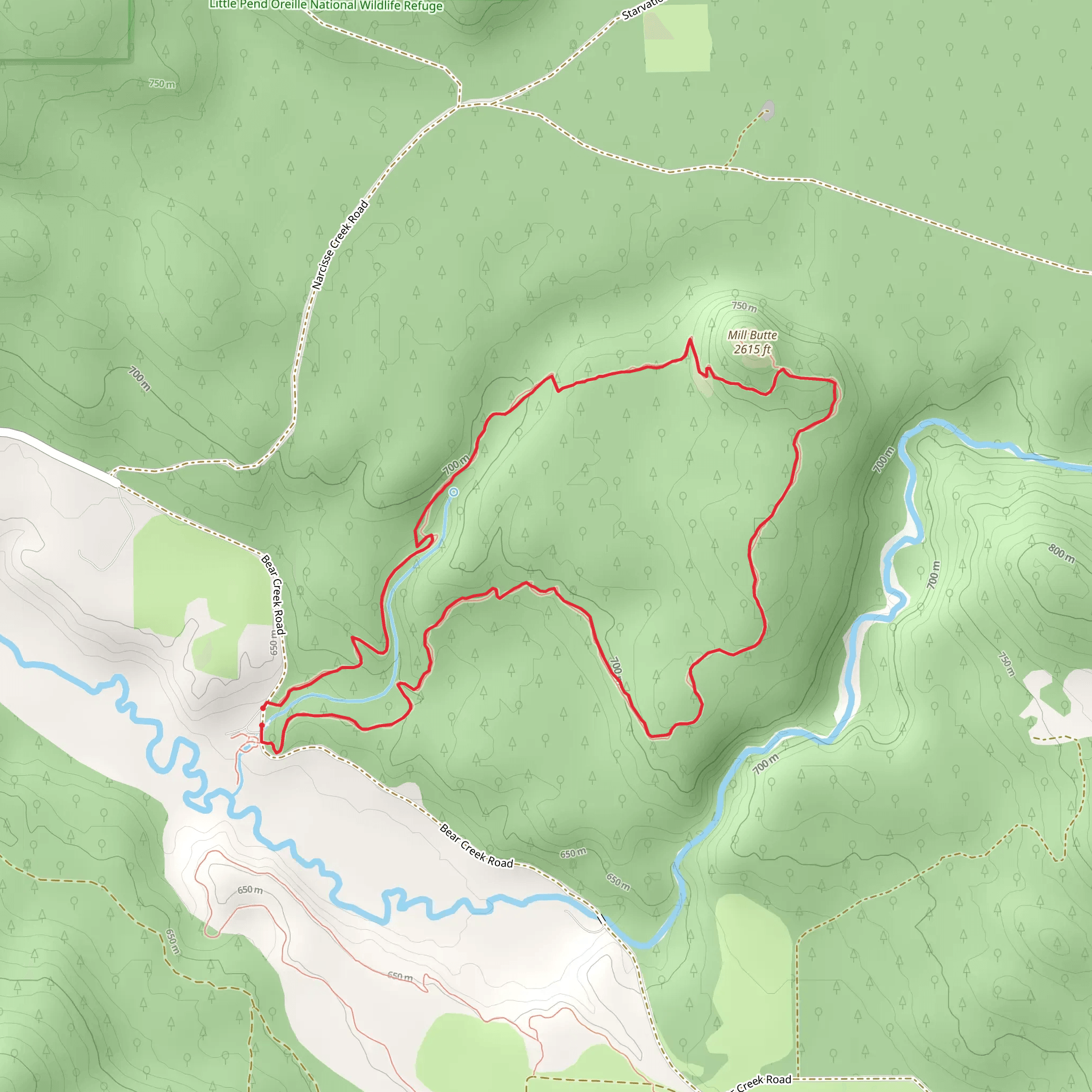 Mill Butte Loop Trail mobile static map