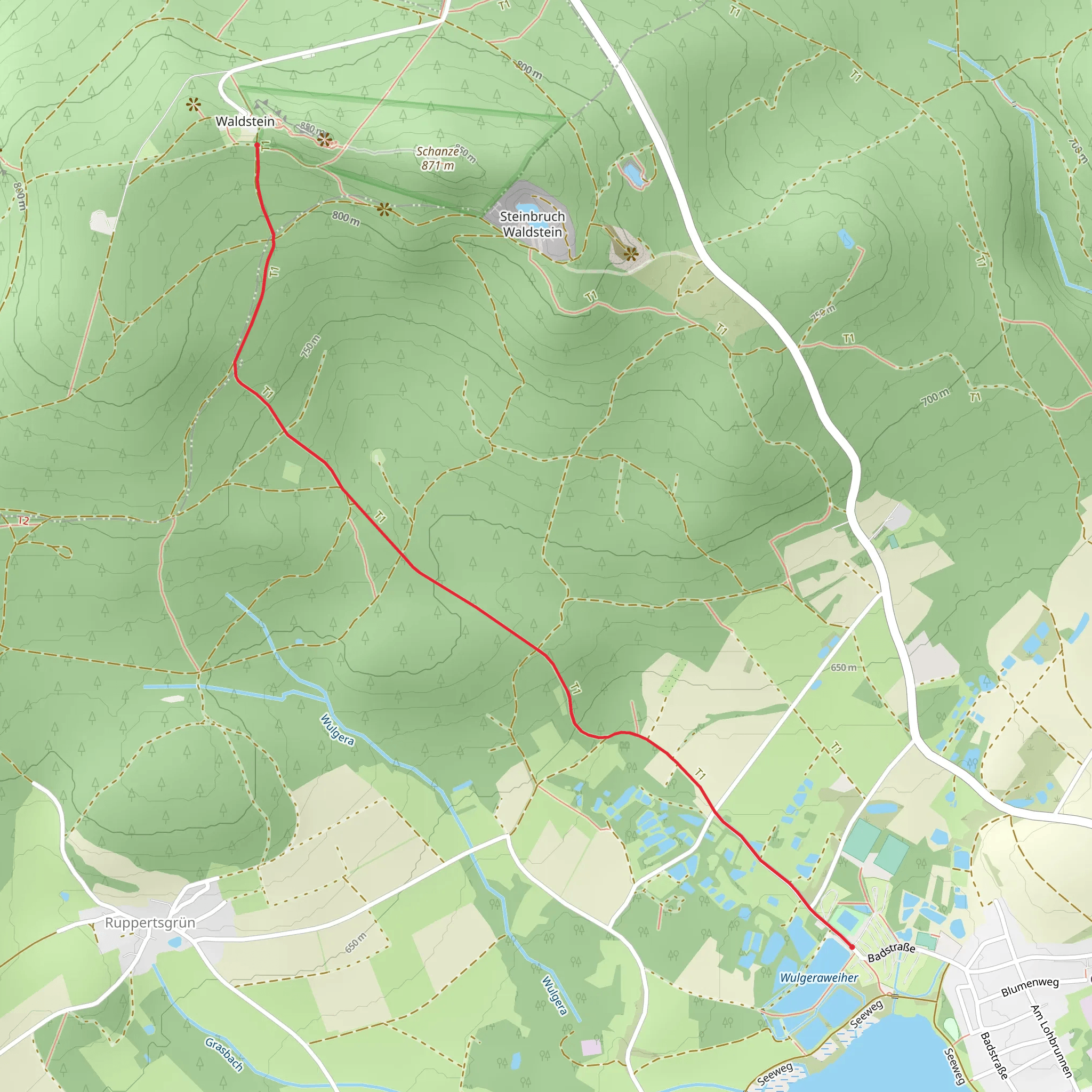 Ruine Rotes Schloss to Wulgera Weiher Walk mobile static map