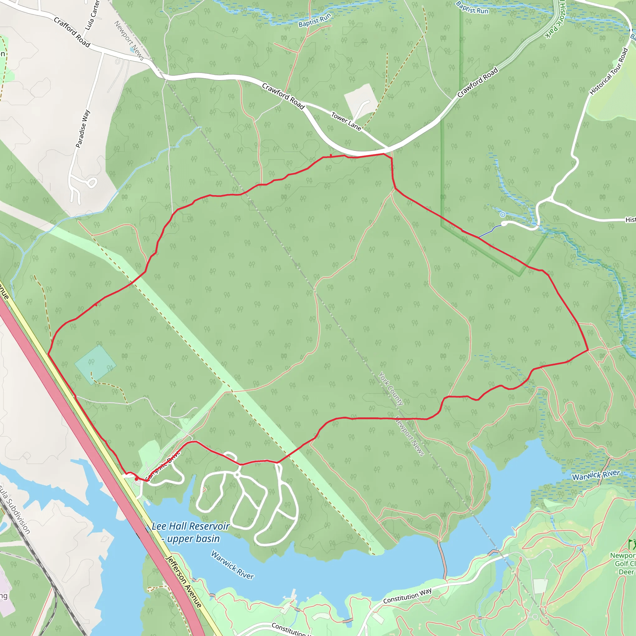 Newport News Park Loop - North mobile static map